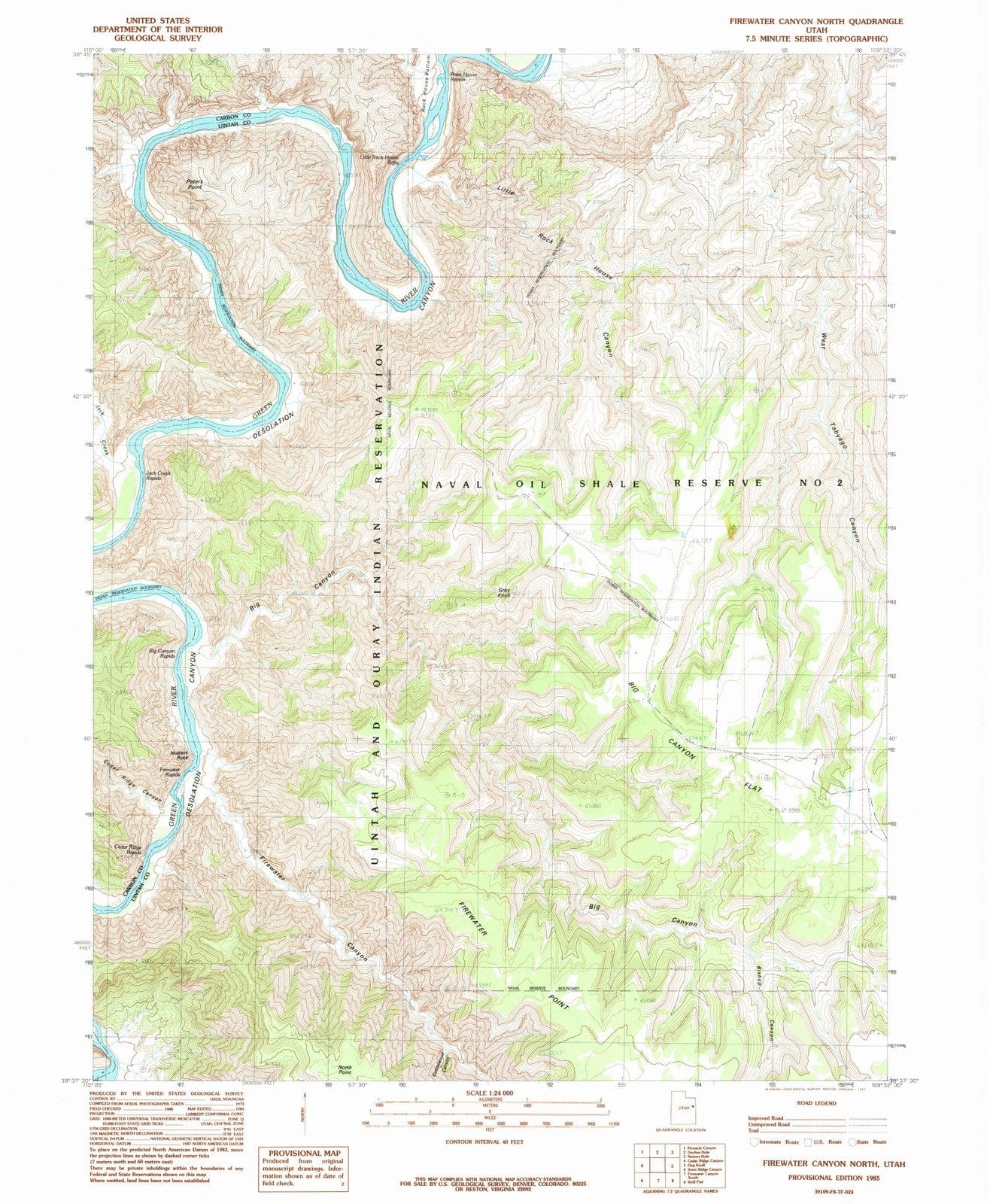 1985 Firewater Canyon North, UT - Utah - USGS Topographic Map