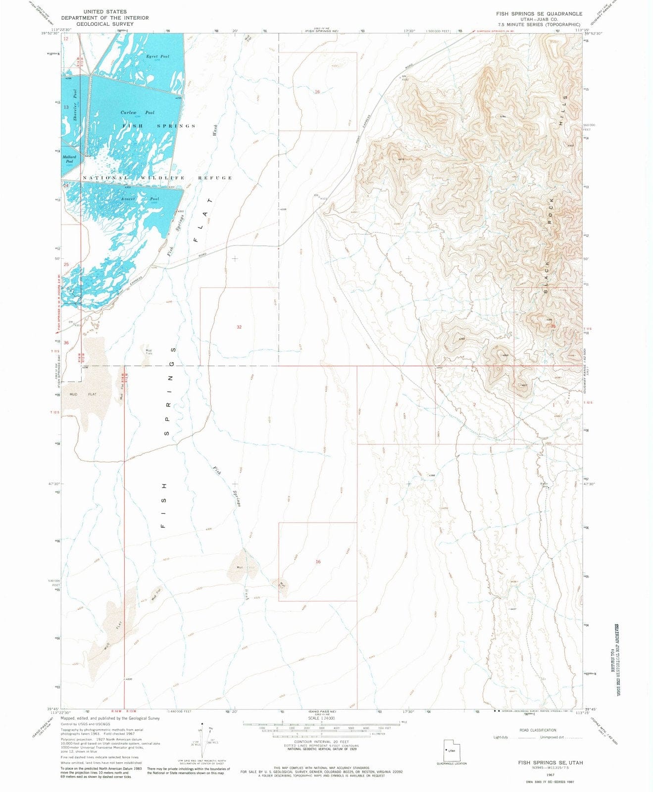 1967 Fish Springs, UT - Utah - USGS Topographic Map v3