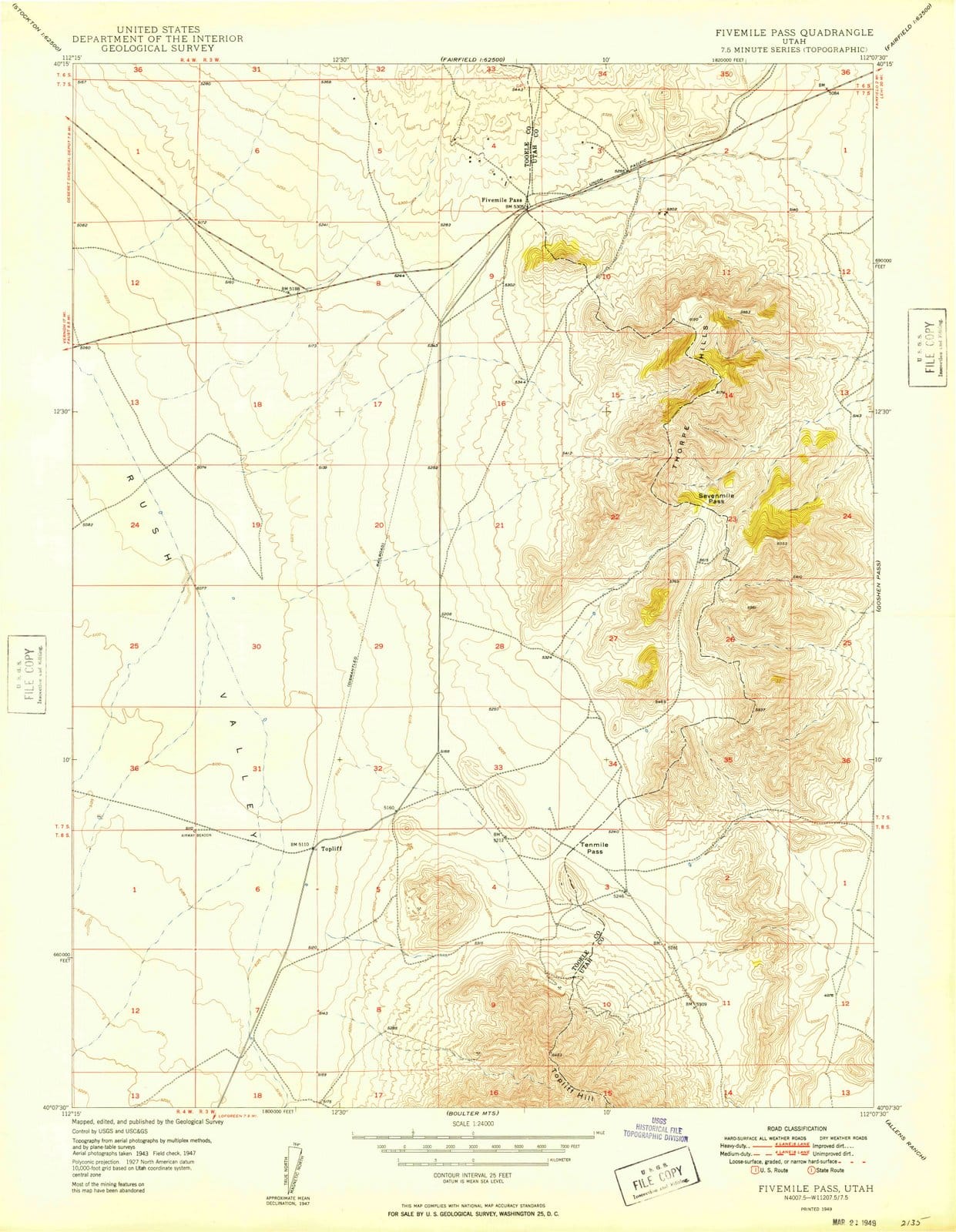 1949 Fivemile Pass, UT - Utah - USGS Topographic Map