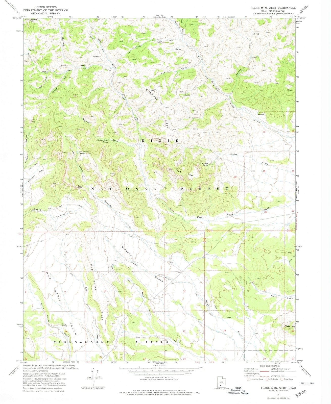 1971 Flake MTN West, UT - Utah - USGS Topographic Map