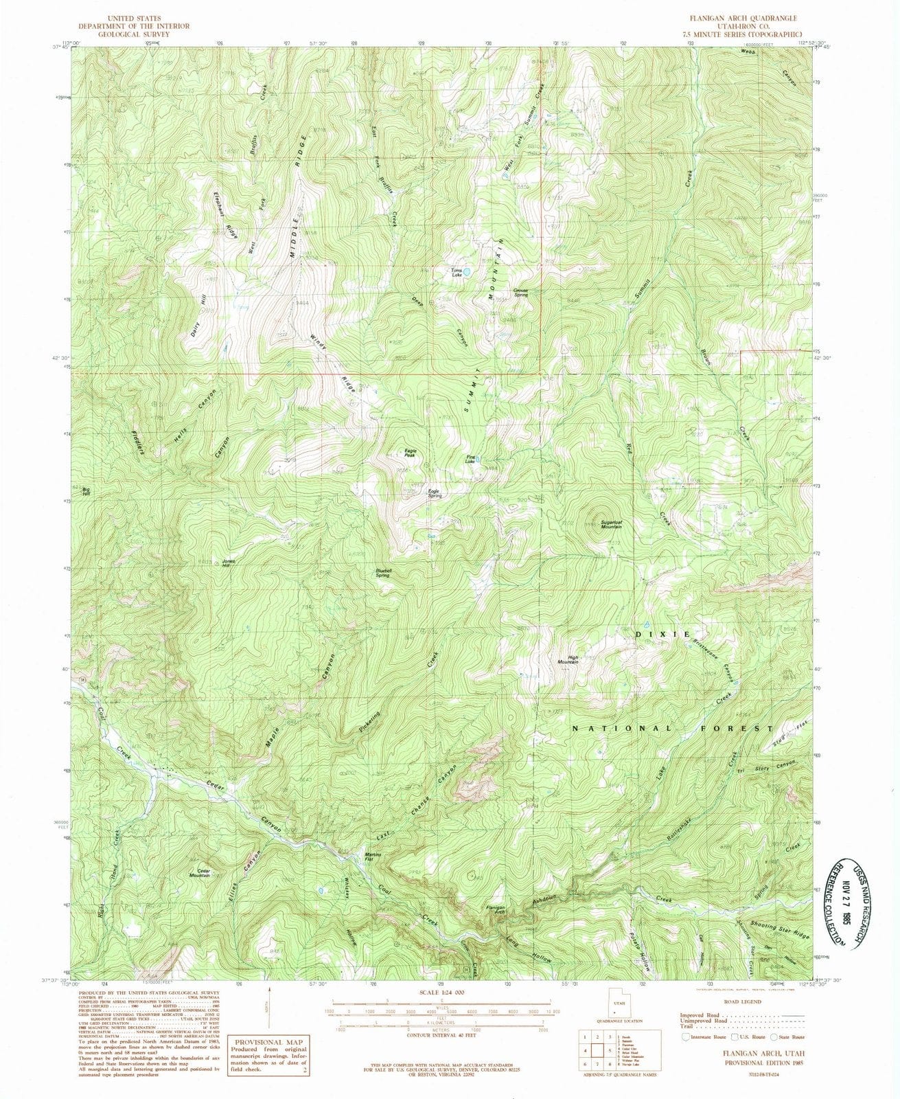 1985 Flanigan Arch, UT - Utah - USGS Topographic Map