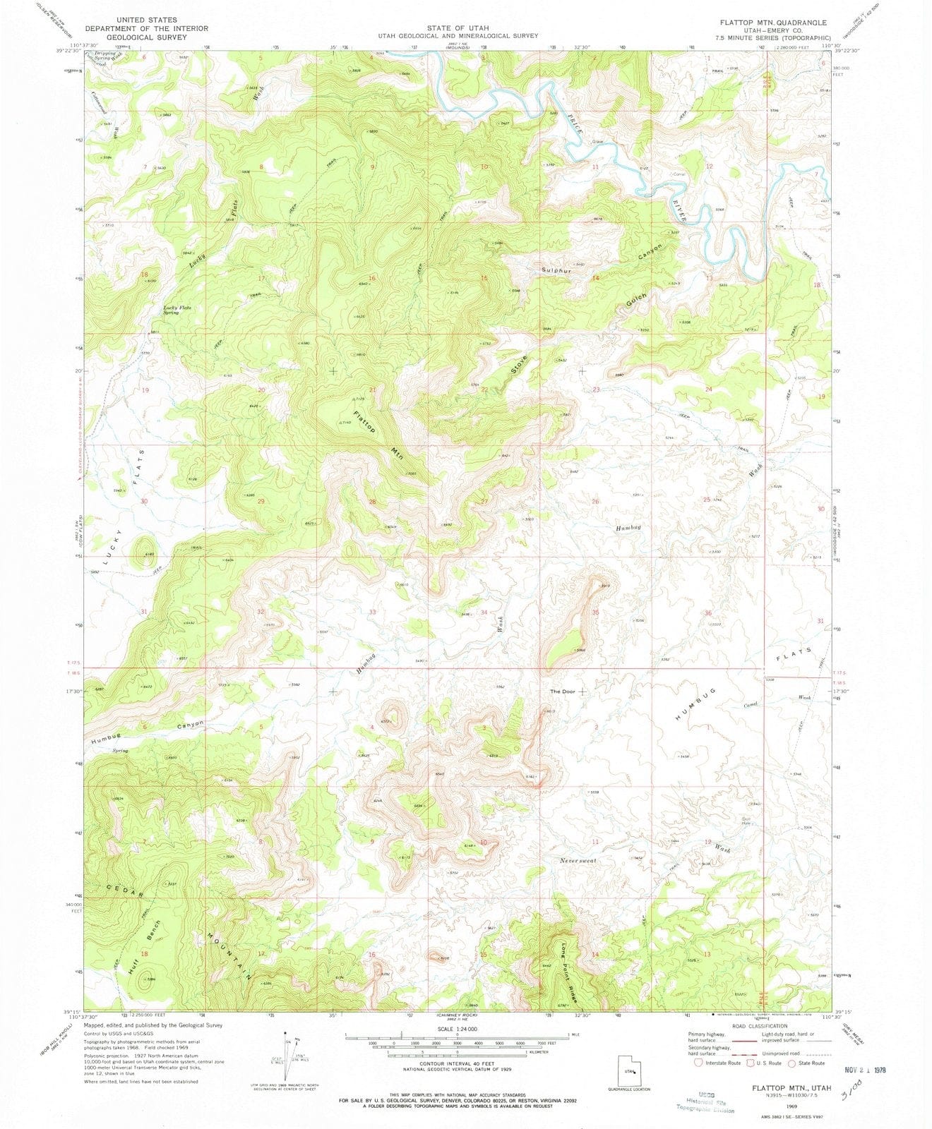 1969 Flattop MTN, UT - Utah - USGS Topographic Map