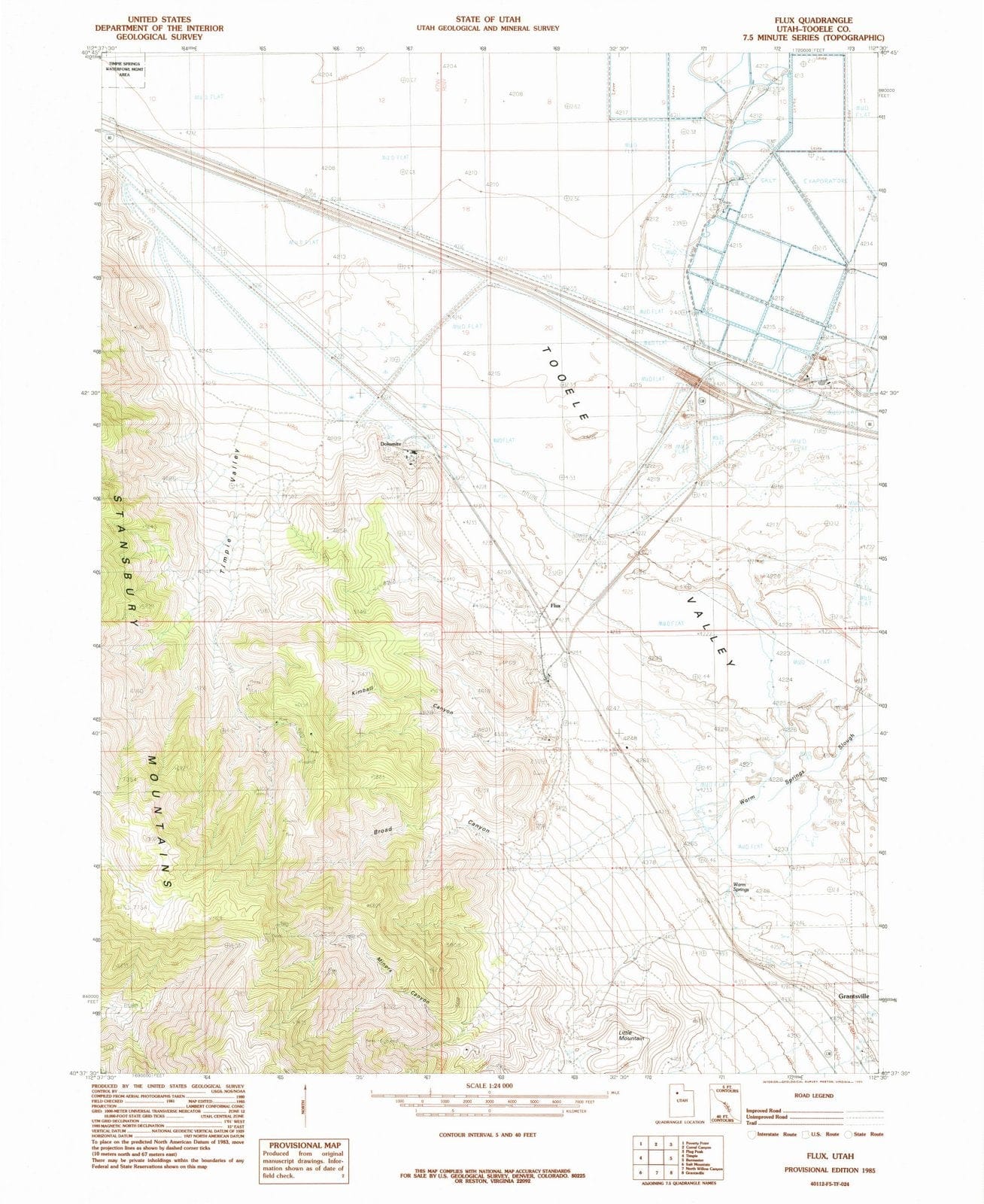 1985 Flux, UT - Utah - USGS Topographic Map