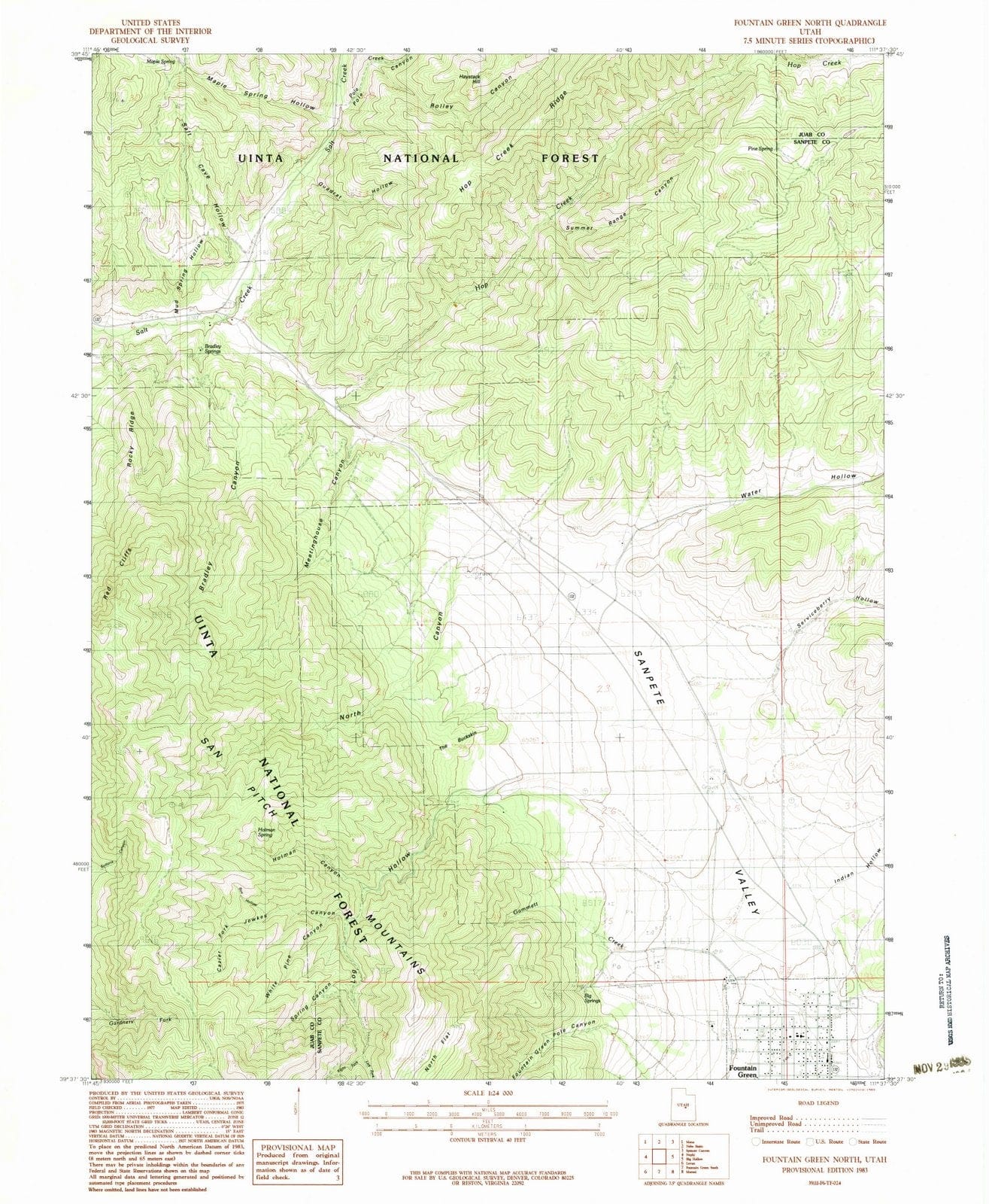 1983 Fountain Green North, UT - Utah - USGS Topographic Map