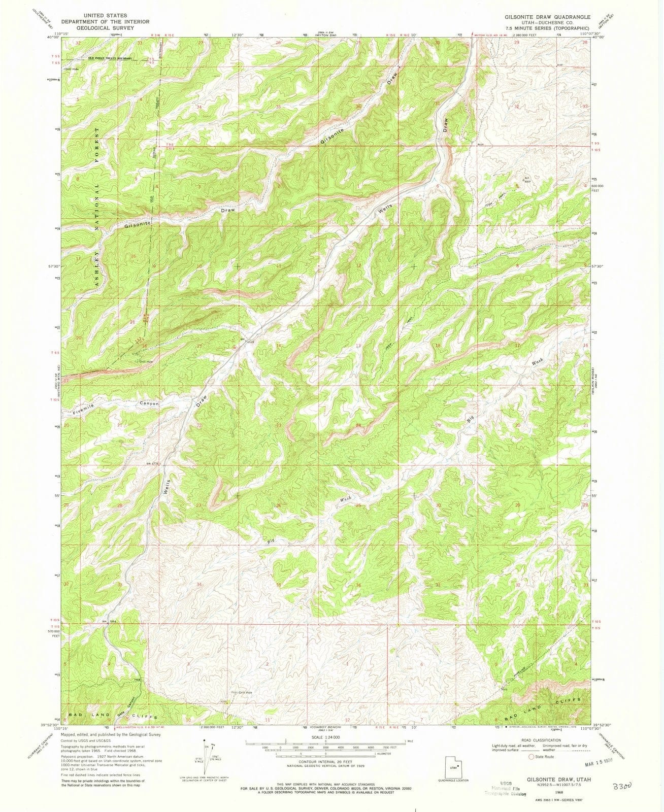 1968 Gilsoniteraw, UT - Utah - USGS Topographic Map