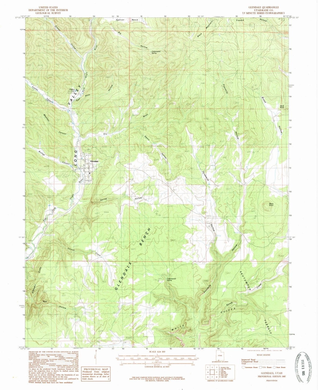1985 Glendale, UT - Utah - USGS Topographic Map