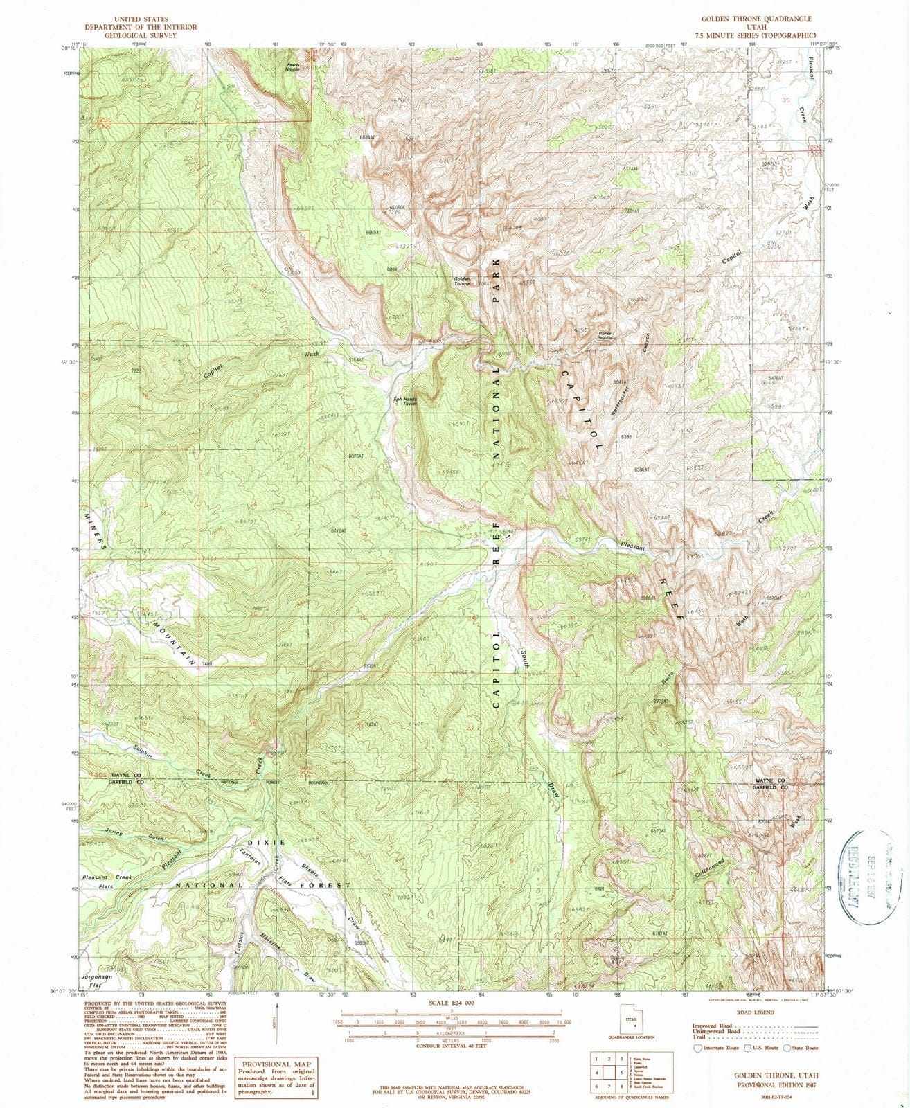 1987 Golden Throne, UT - Utah - USGS Topographic Map