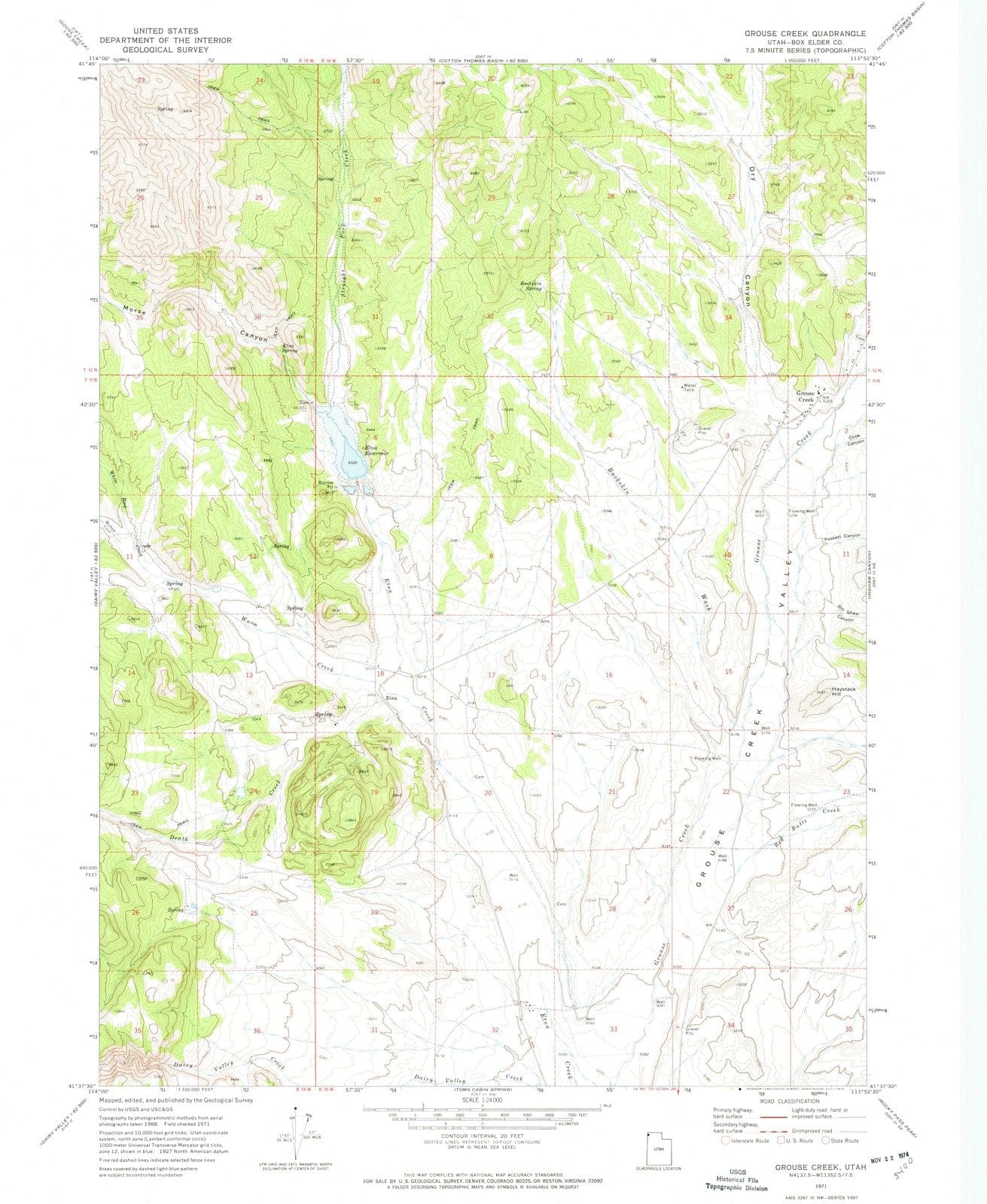 1971 Grouse Creek, UT - Utah - USGS Topographic Map