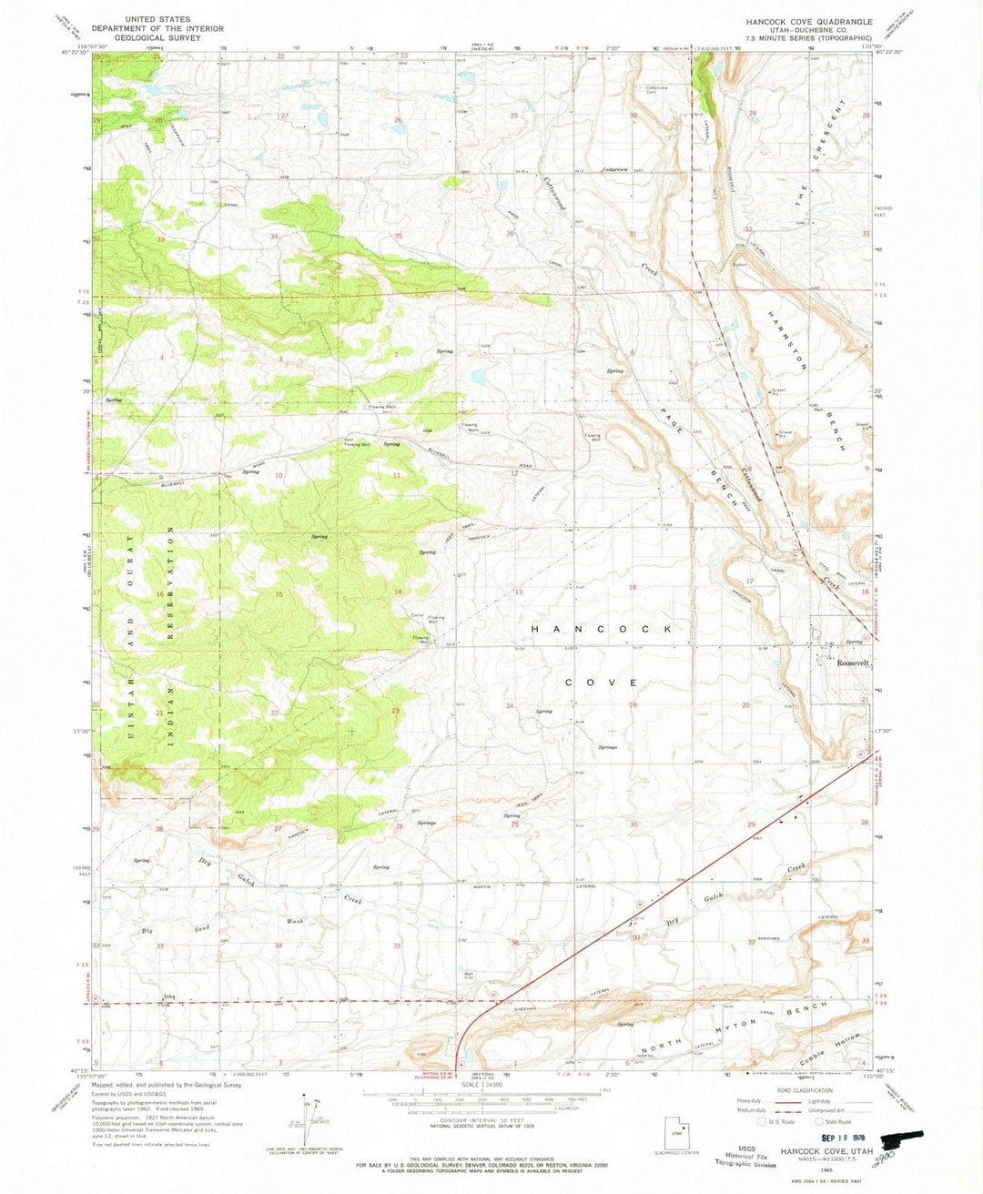 1965 Hancock Cove, UT - Utah - USGS Topographic Map