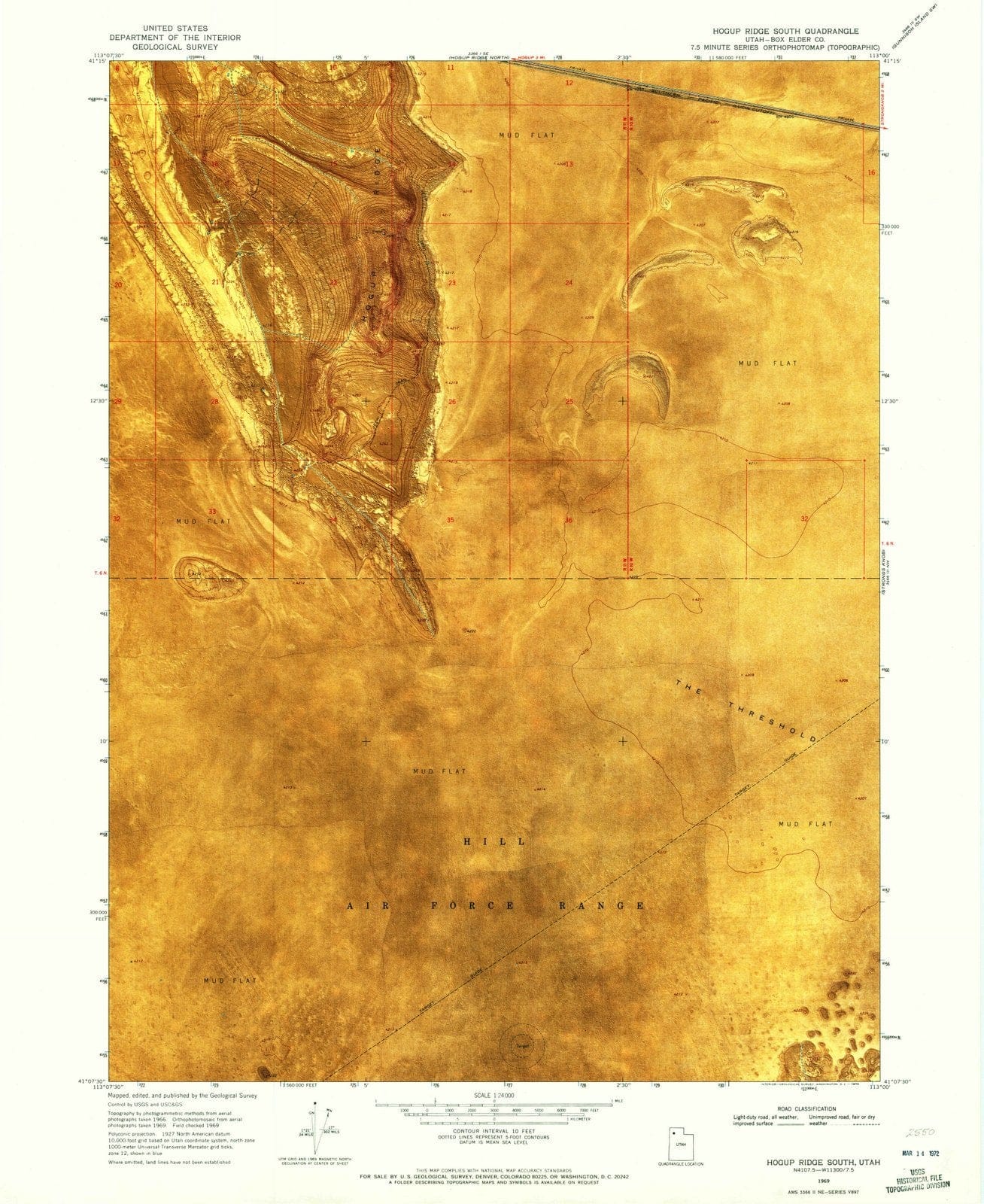 1969 Hogup Ridge South, UT - Utah - USGS Topographic Map