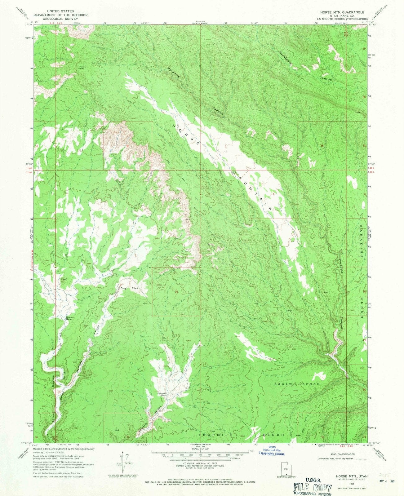 1968 Horse MTN, UT - Utah - USGS Topographic Map