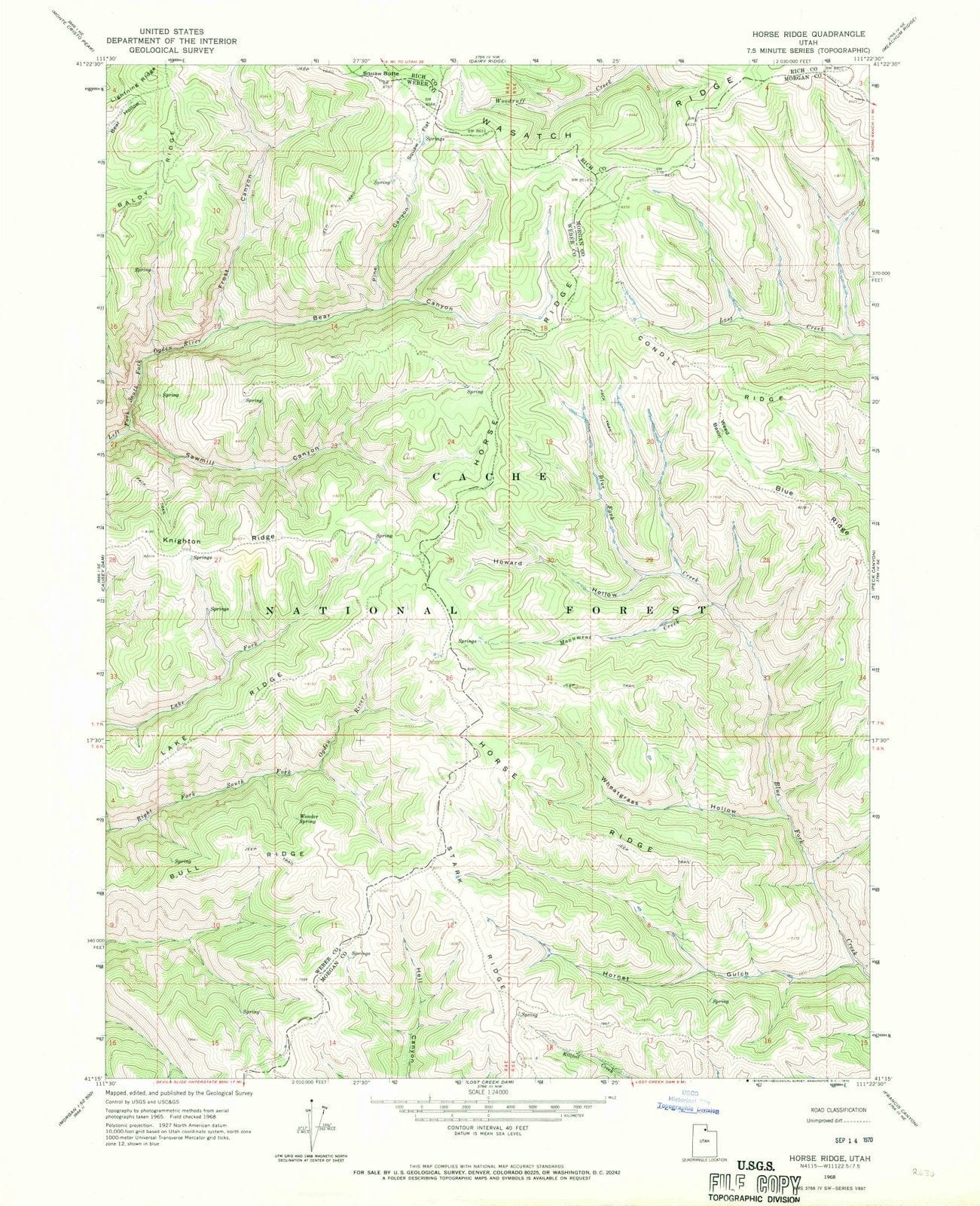 1968 Horse Ridge, UT - Utah - USGS Topographic Map