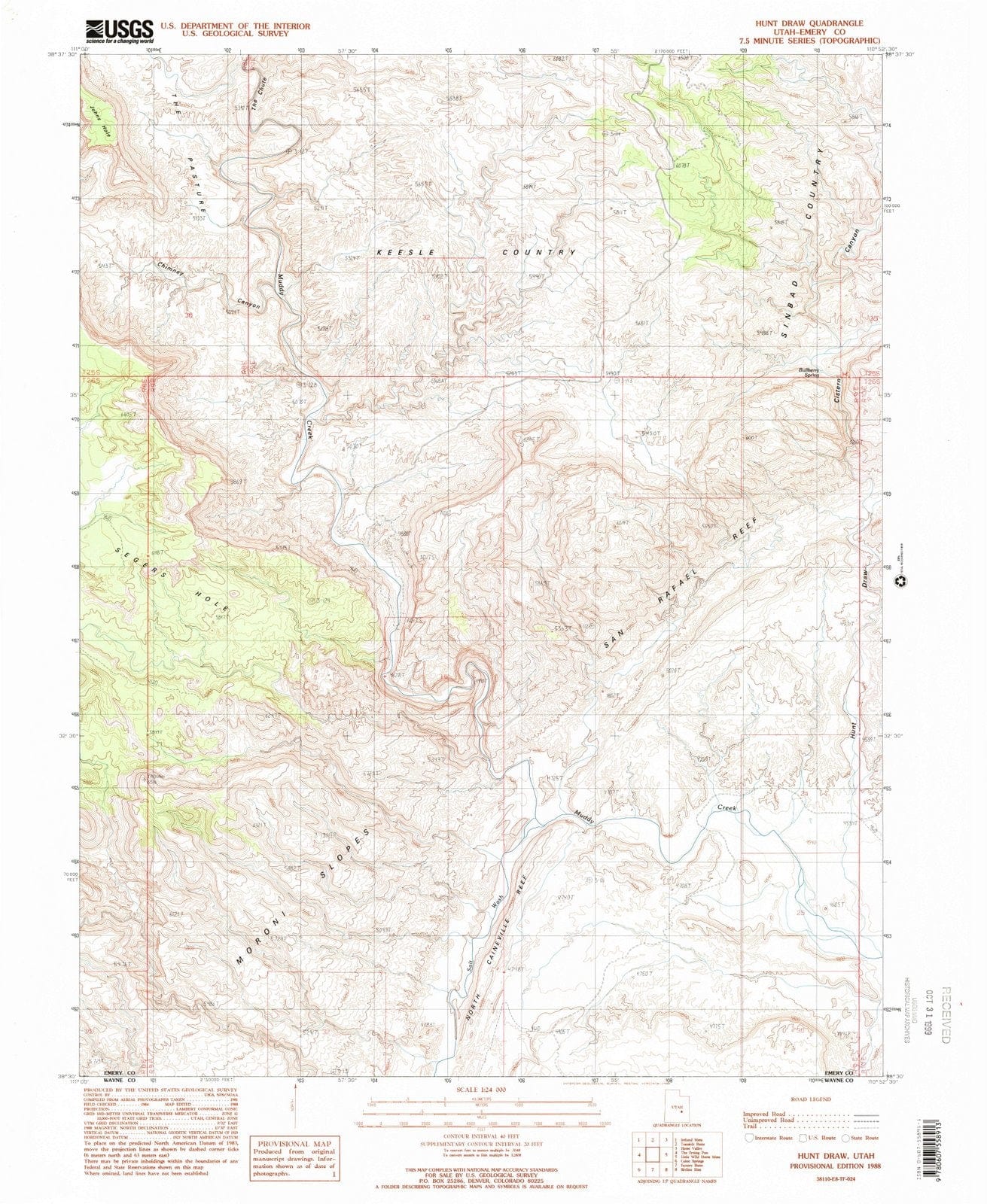 1988 Huntraw, UT - Utah - USGS Topographic Map