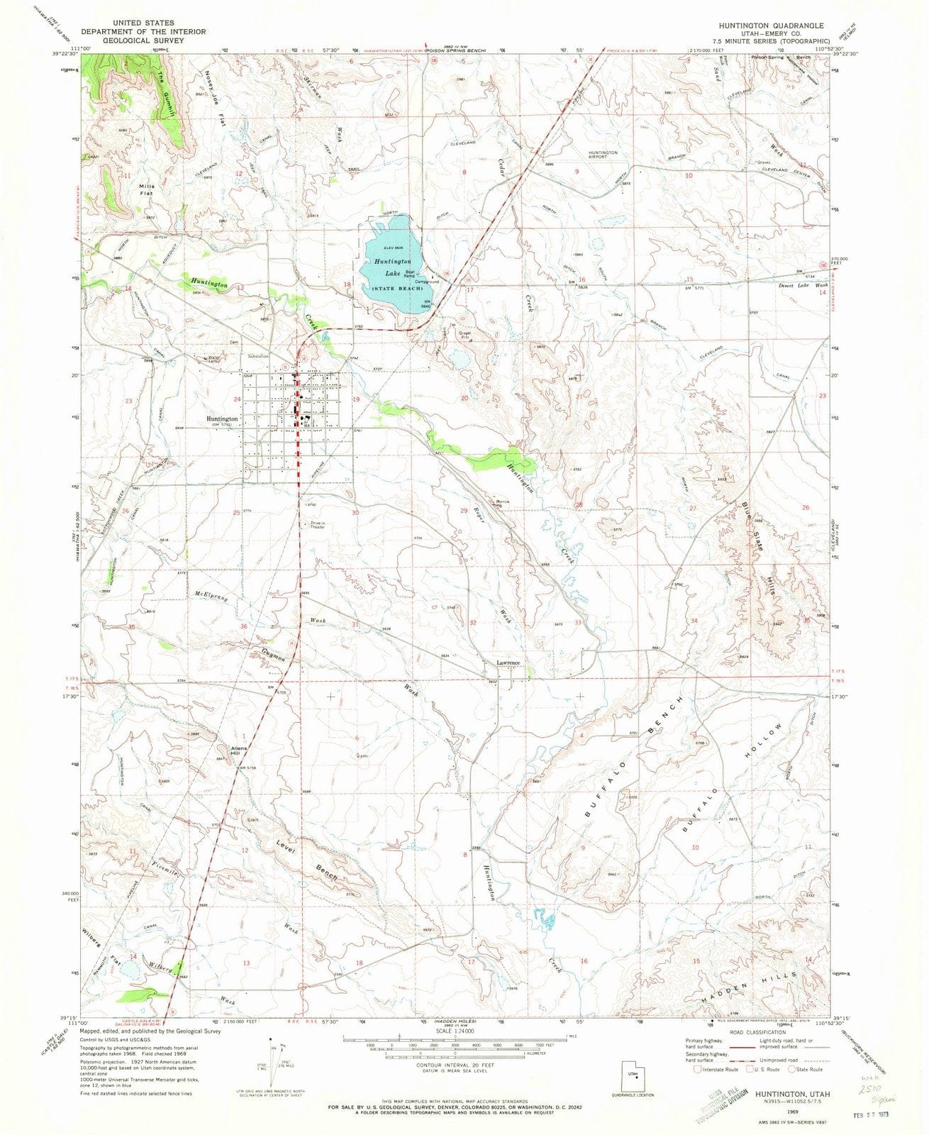 1969 Huntington, UT - Utah - USGS Topographic Map