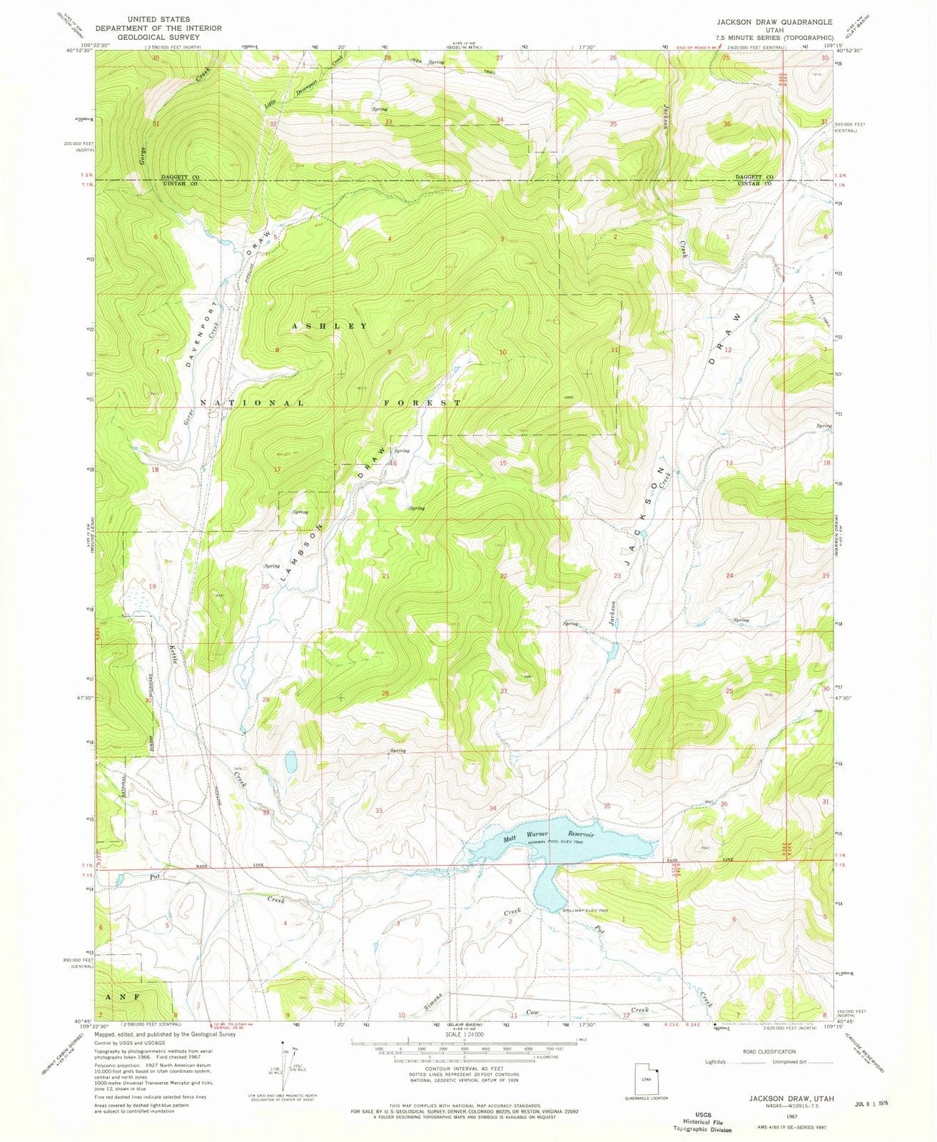 1967 Jacksonraw, UT - Utah - USGS Topographic Map