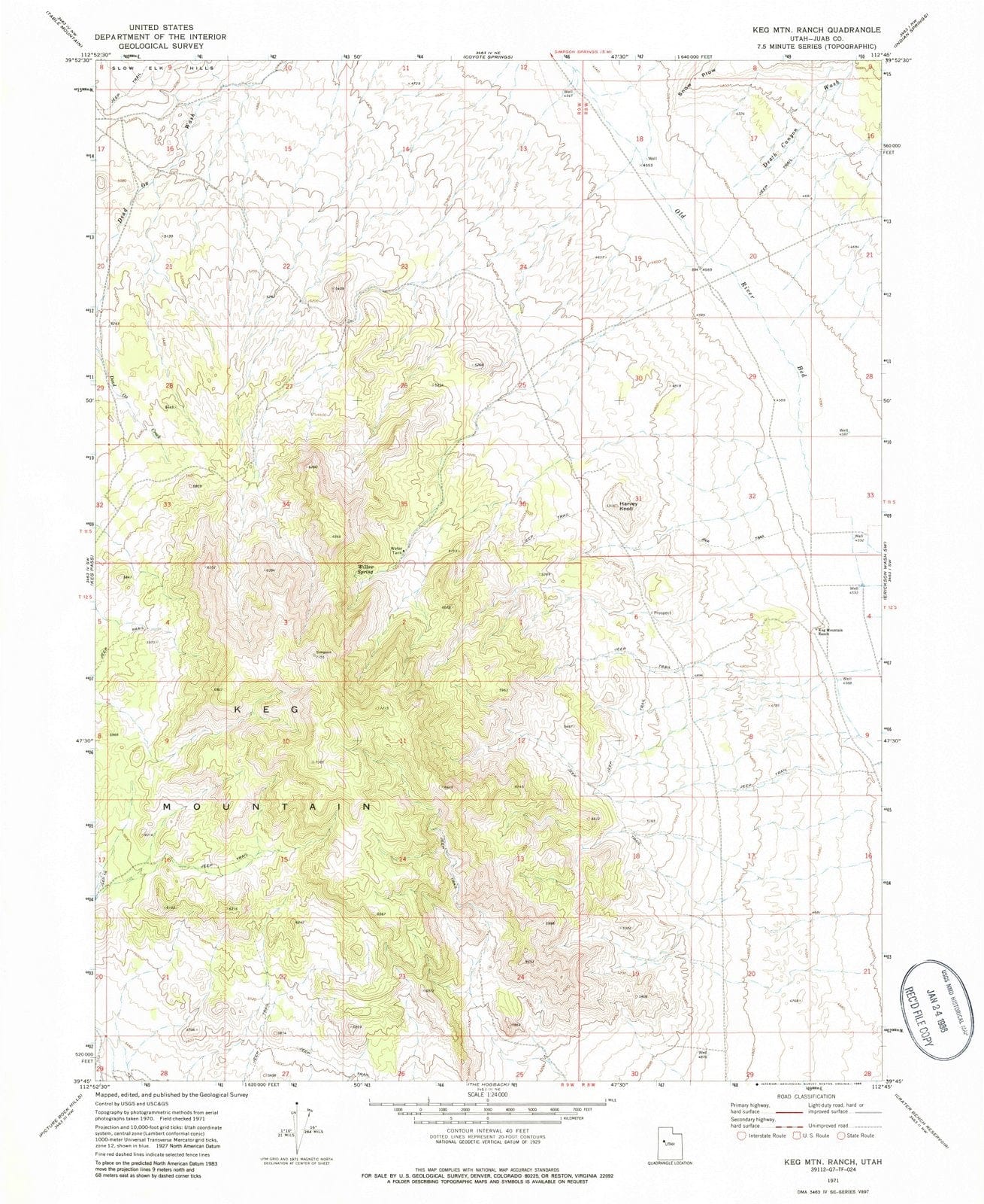 1971 Keg MTN Ranch, UT - Utah - USGS Topographic Map
