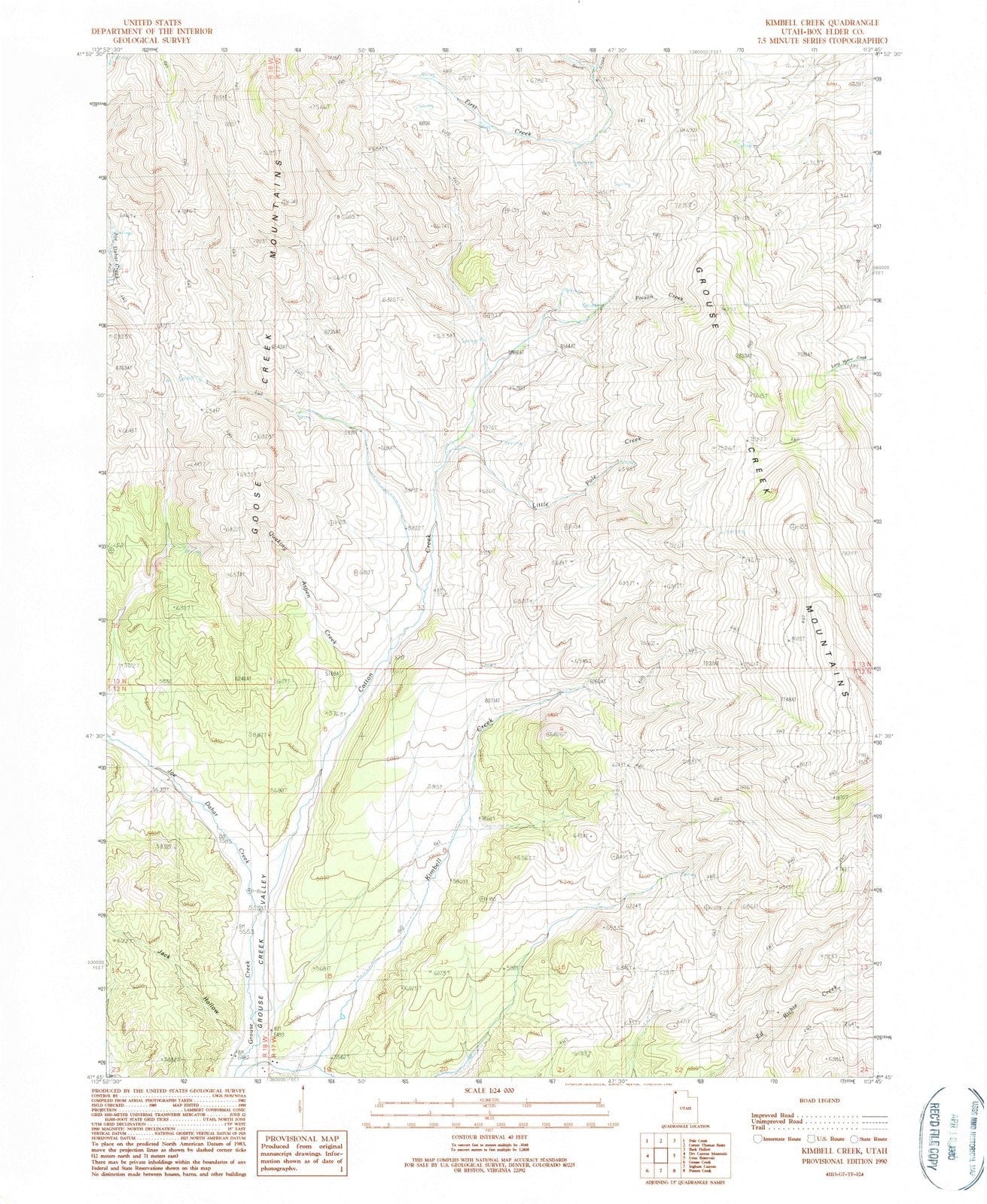 1990 Kimbell Creek, UT - Utah - USGS Topographic Map