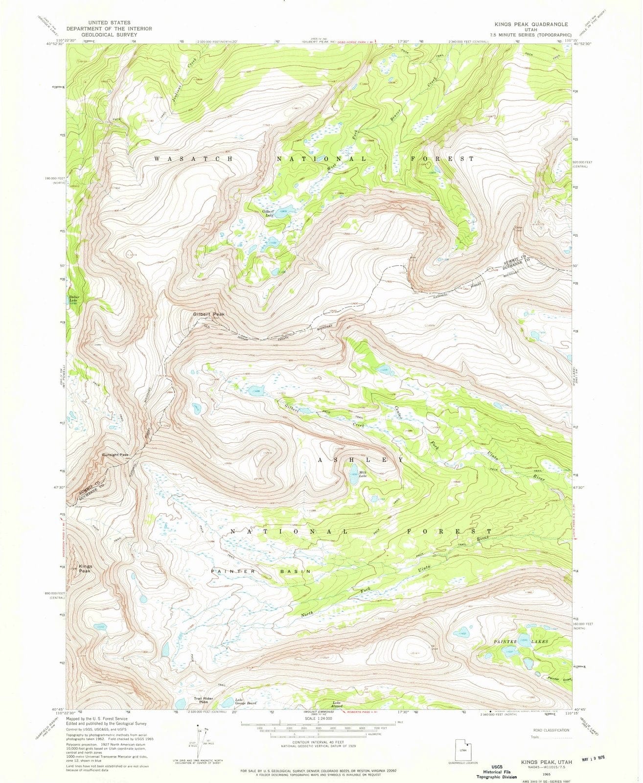 1965 Kings Peak, UT - Utah - USGS Topographic Map
