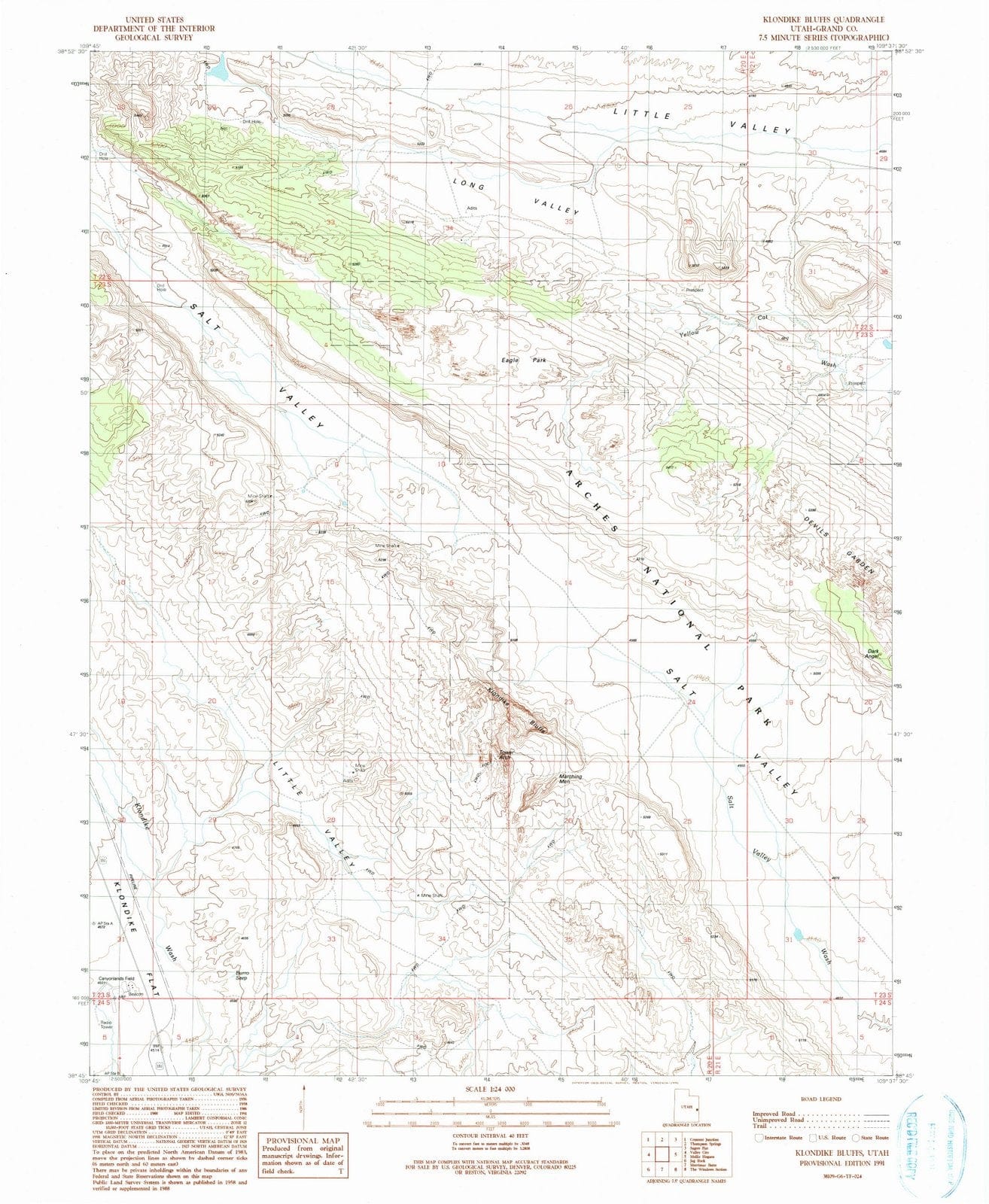 1991 Klondike Bluffs, UT - Utah - USGS Topographic Map