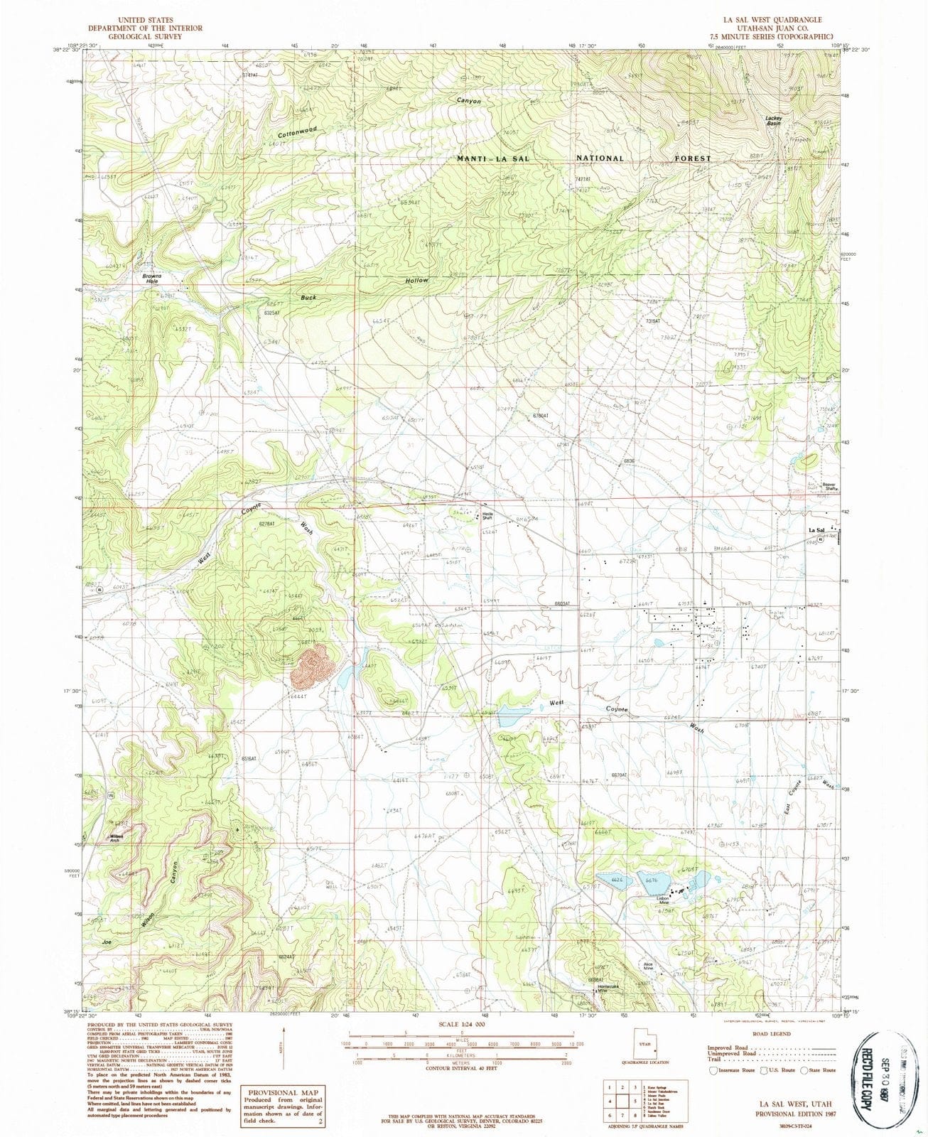 1987 La Sal West, UT - Utah - USGS Topographic Map