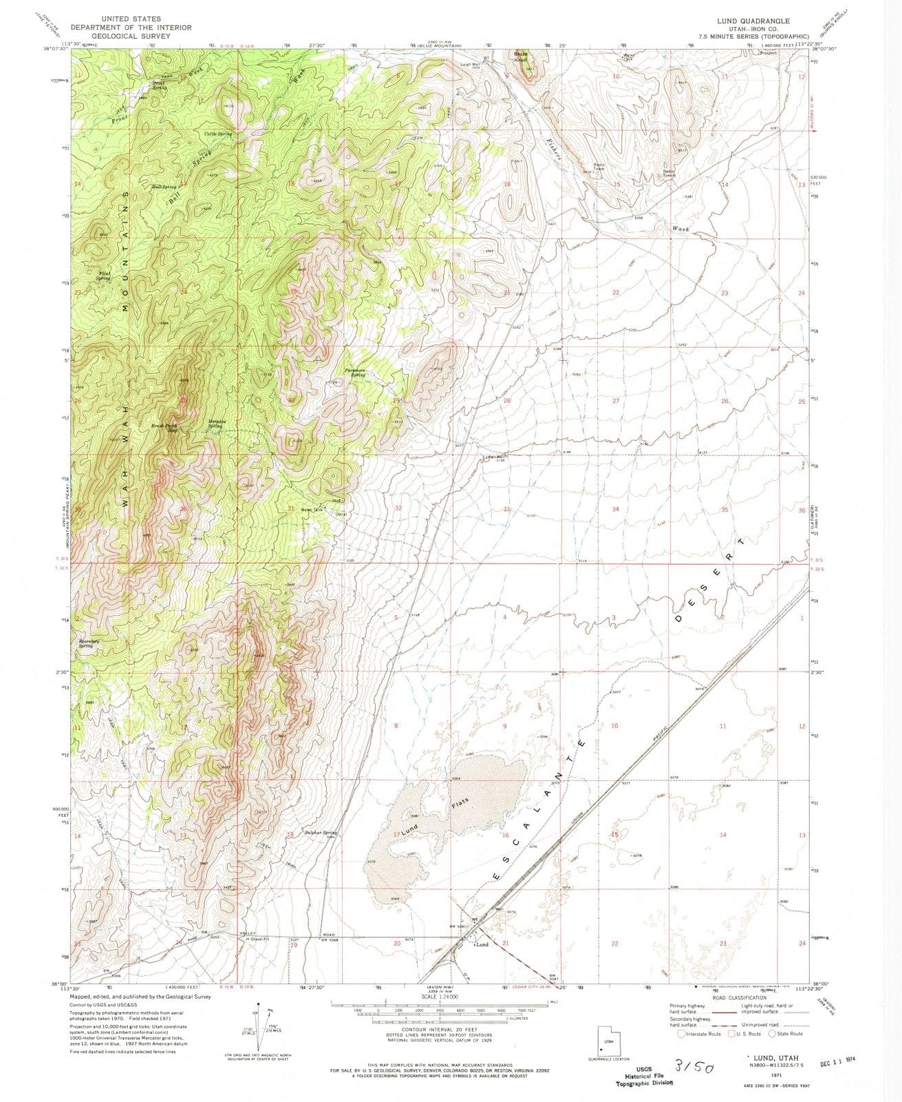 1971 Lund, UT - Utah - USGS Topographic Map