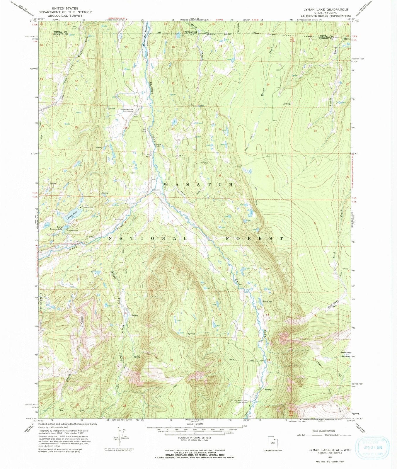 1967 Lyman, UT - Utah - USGS Topographic Map