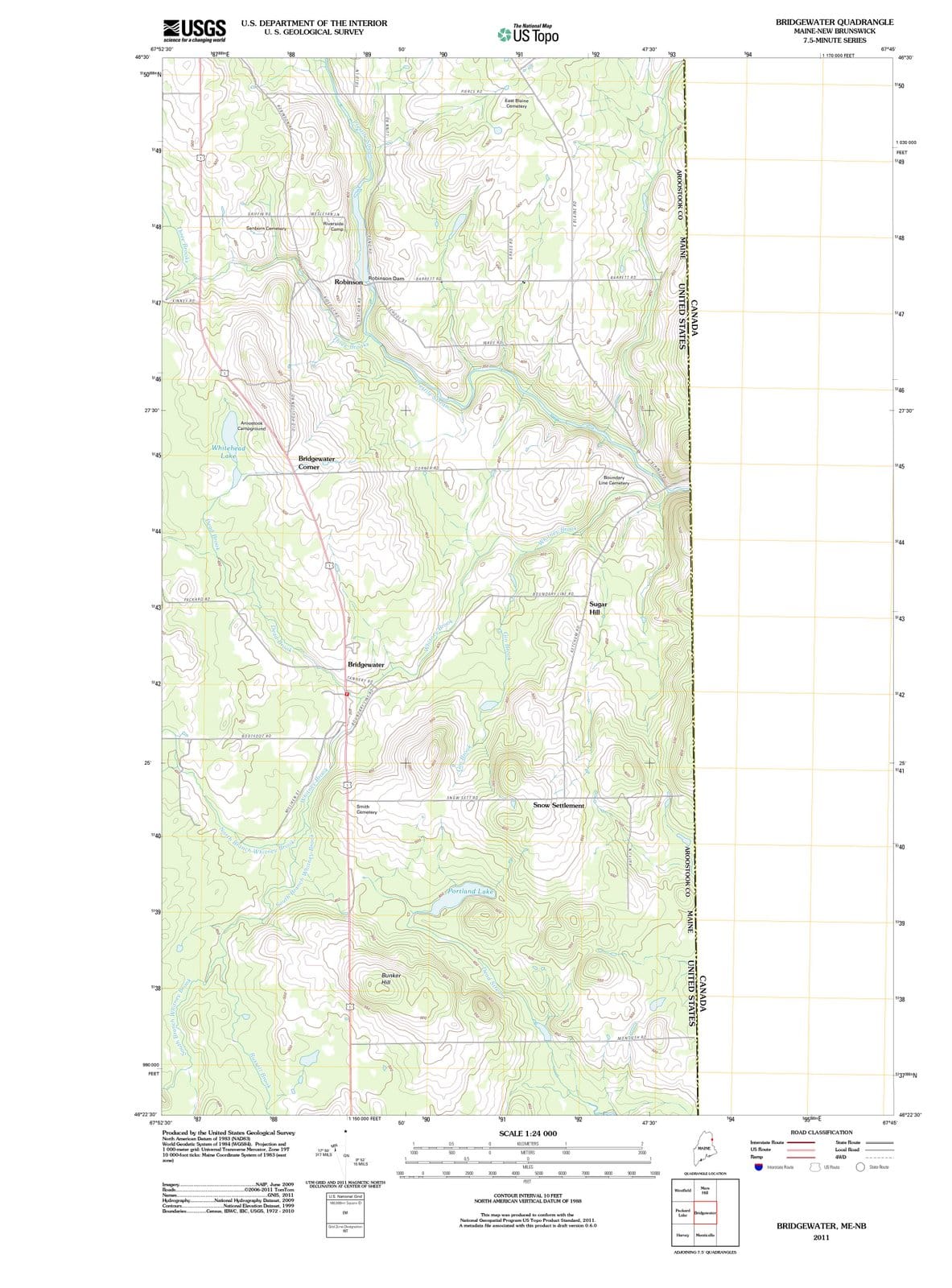 2011 Bridgewater, ME - Maine - USGS Topographic Map