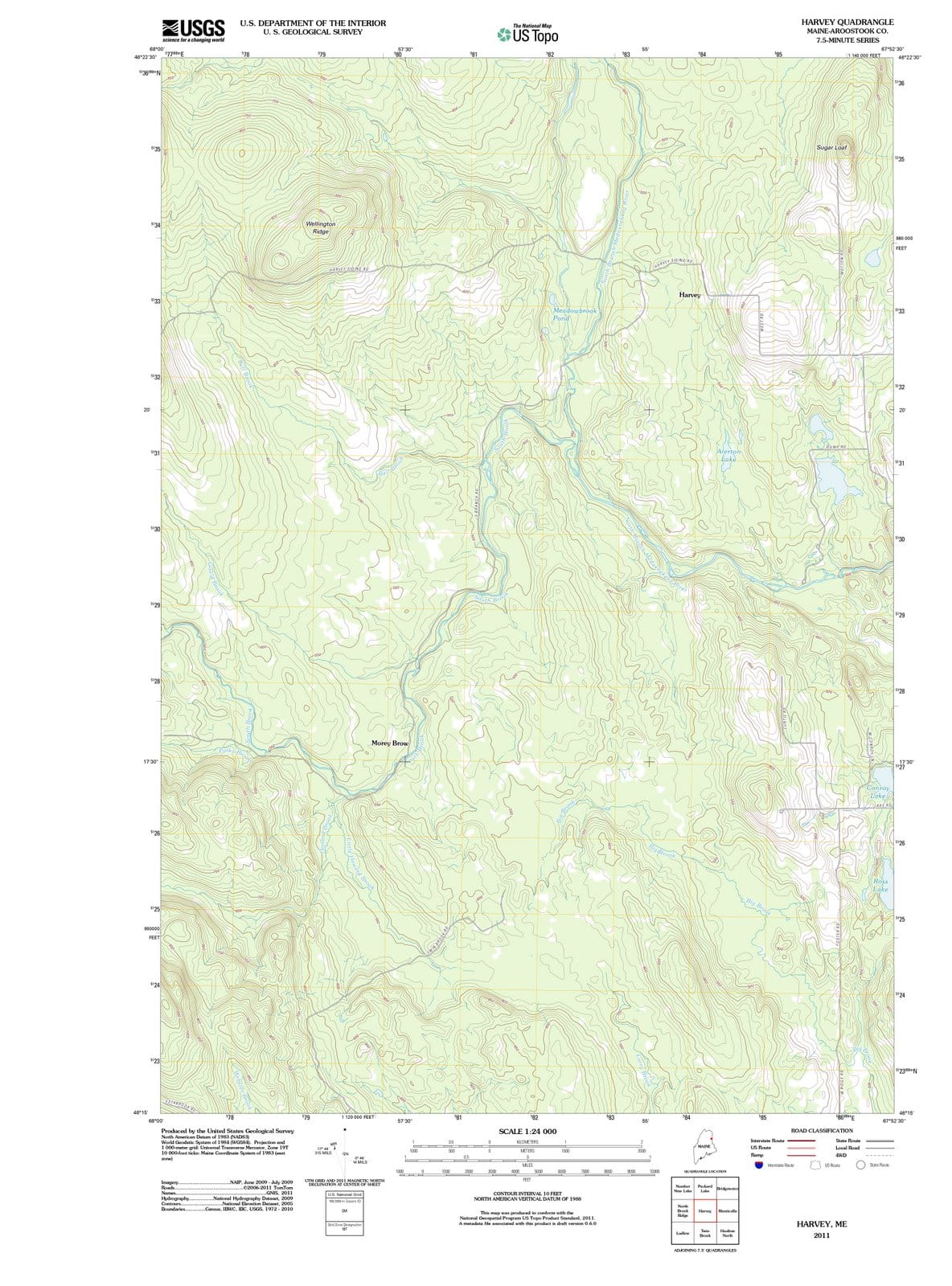 2011 Harvey, ME - Maine - USGS Topographic Map