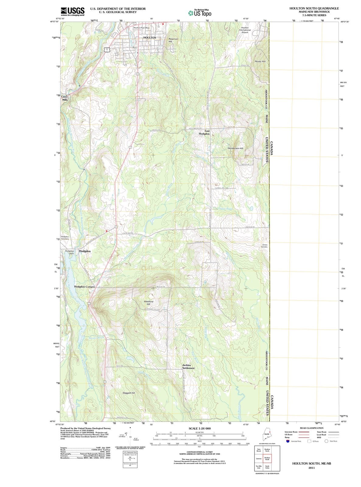 2011 Houlton South, ME - Maine - USGS Topographic Map