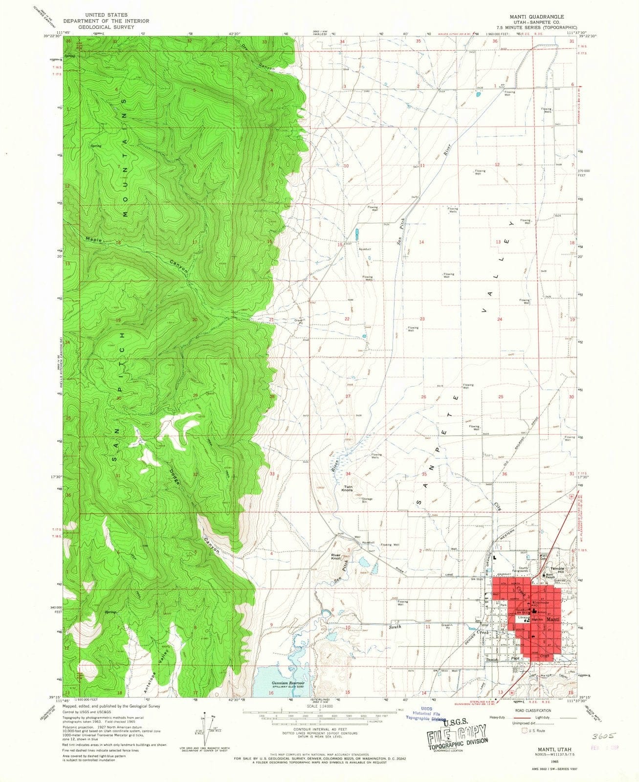 1965 Manti, UT - Utah - USGS Topographic Map