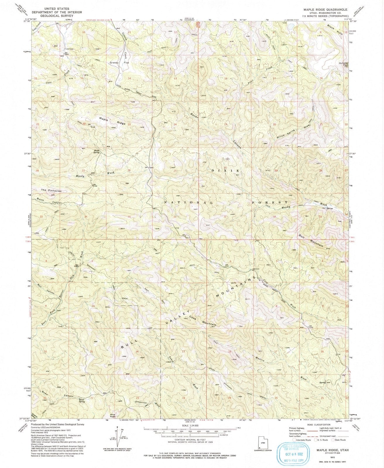 1972 Maple Ridge, UT - Utah - USGS Topographic Map