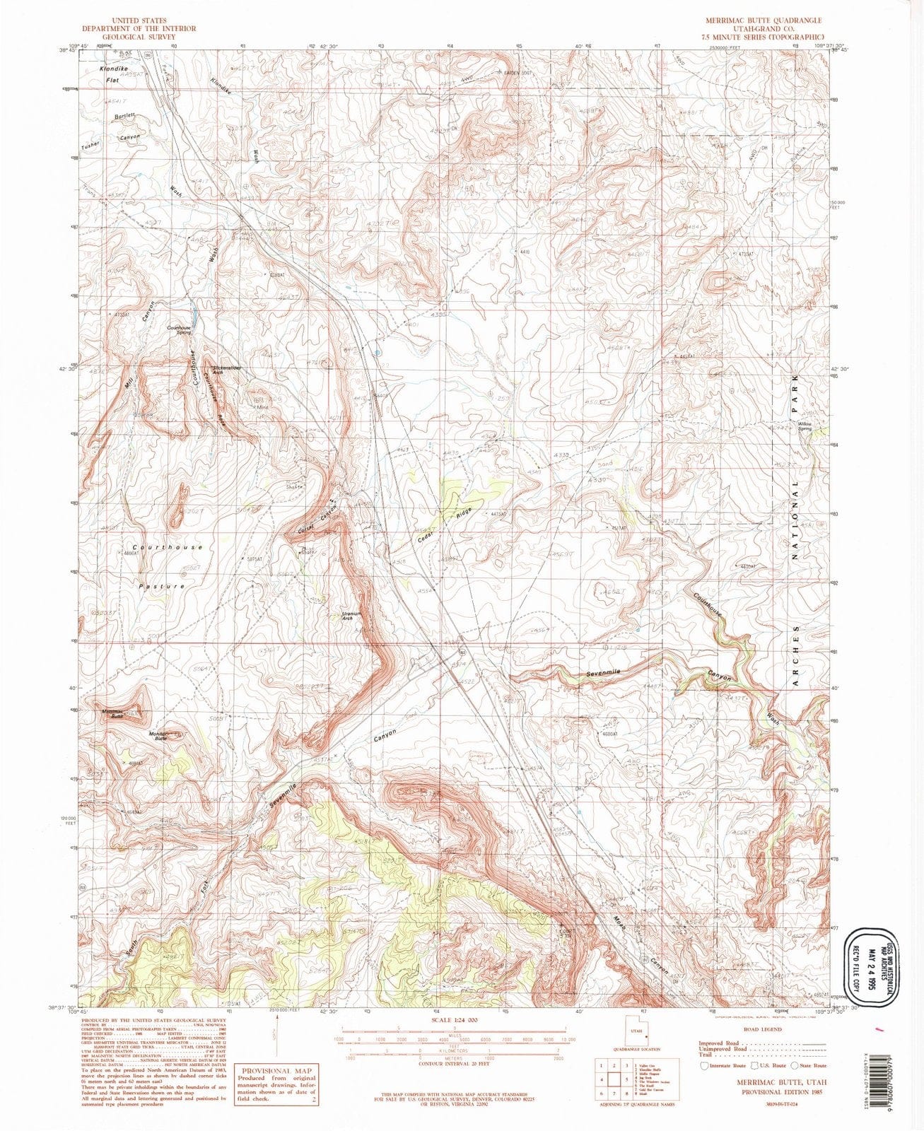 1985 Merrimac Butte, UT - Utah - USGS Topographic Map