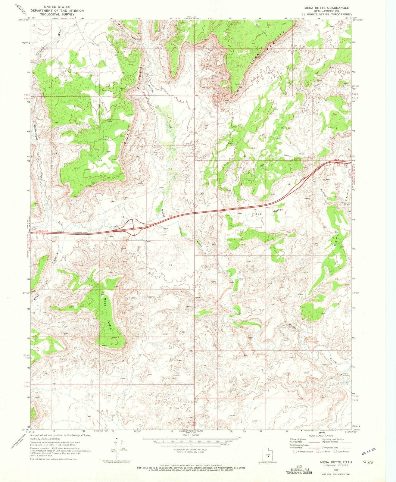 1968 Mesa Butte, UT - Utah - USGS Topographic Map