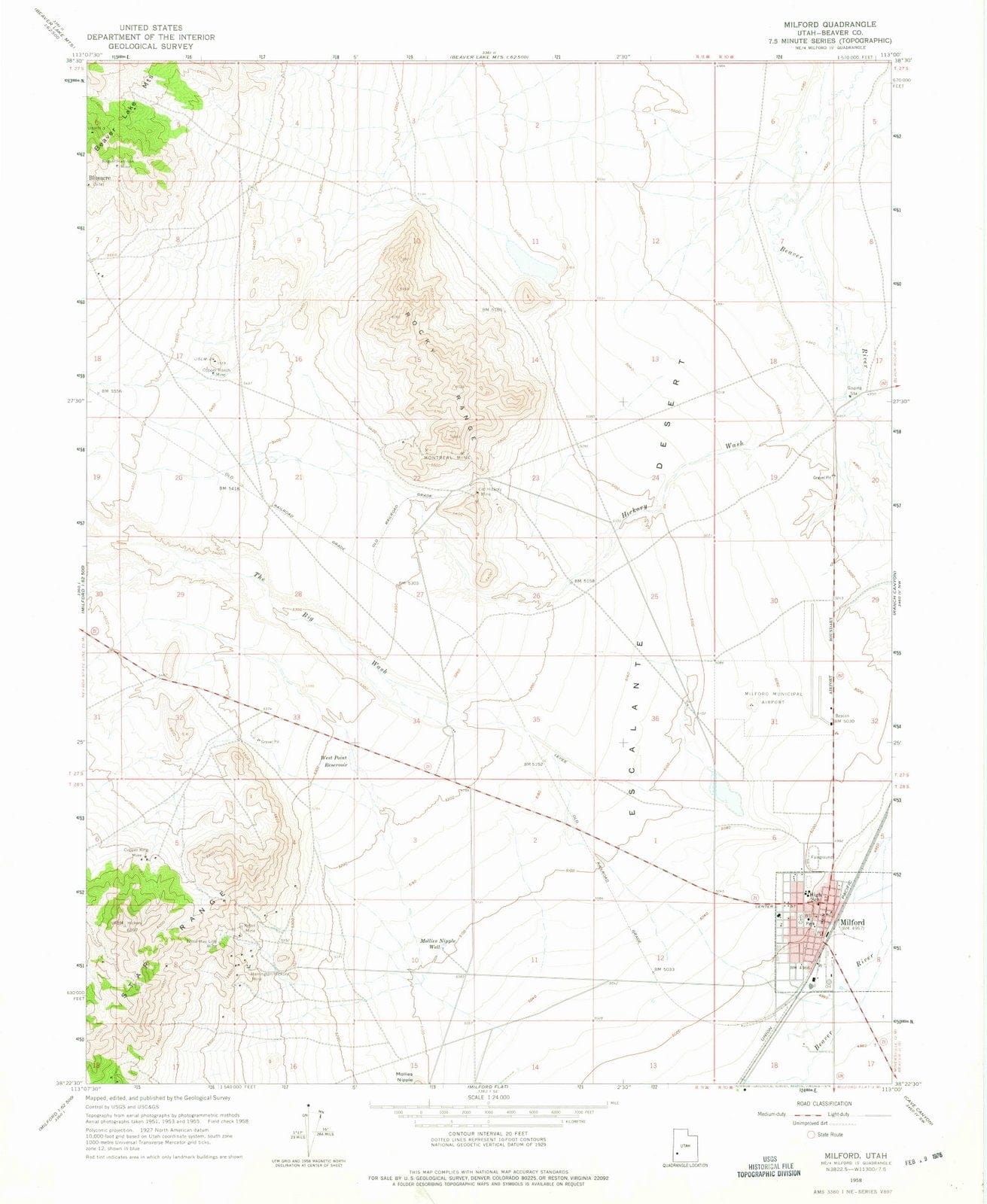 1958 Milford, UT - Utah - USGS Topographic Map