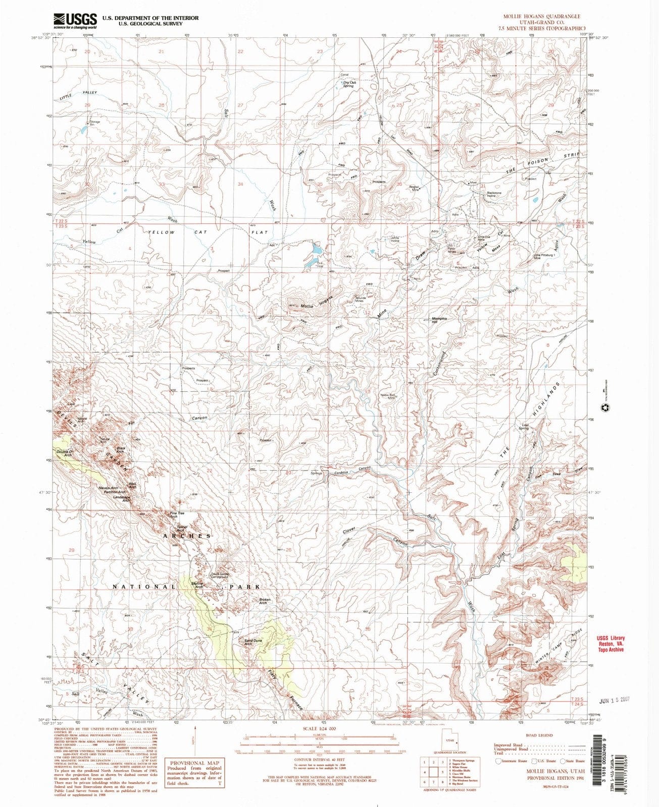 1991 Mollie Hogans, UT - Utah - USGS Topographic Map