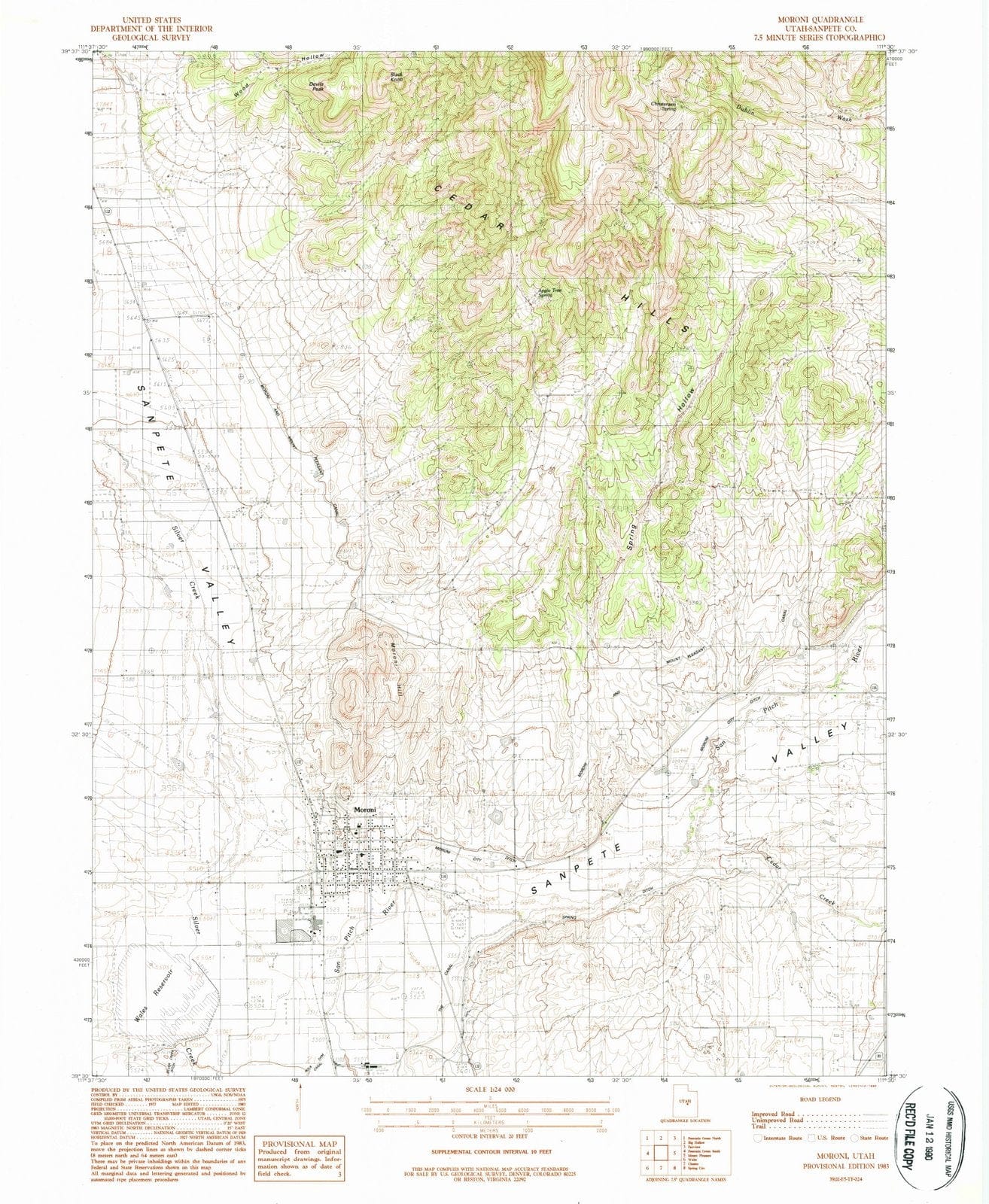 1983 Moroni Gap, UT - Utah - USGS Topographic Map