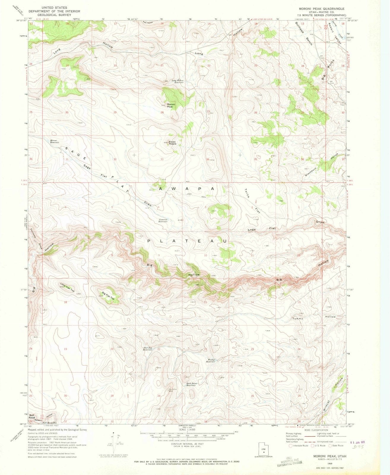 1969 Moroni Peak, UT - Utah - USGS Topographic Map