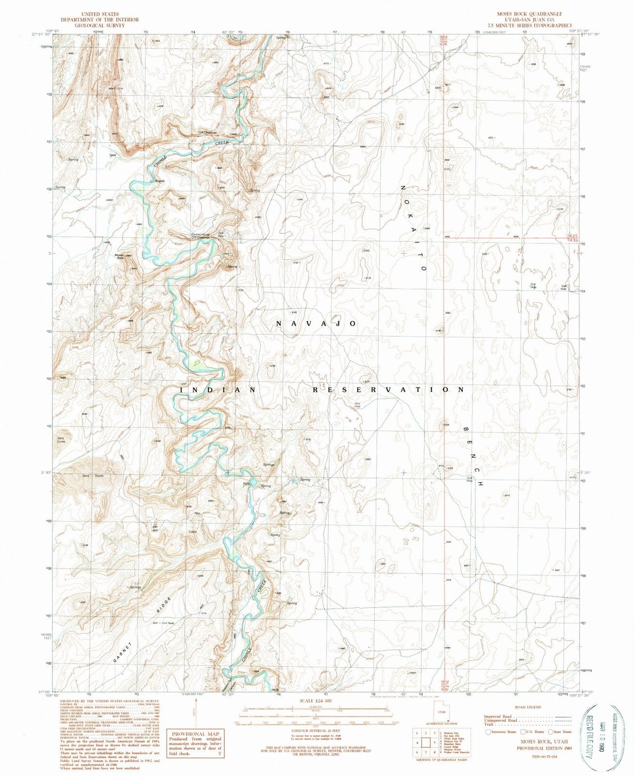 1989 Moses Rock, UT - Utah - USGS Topographic Map