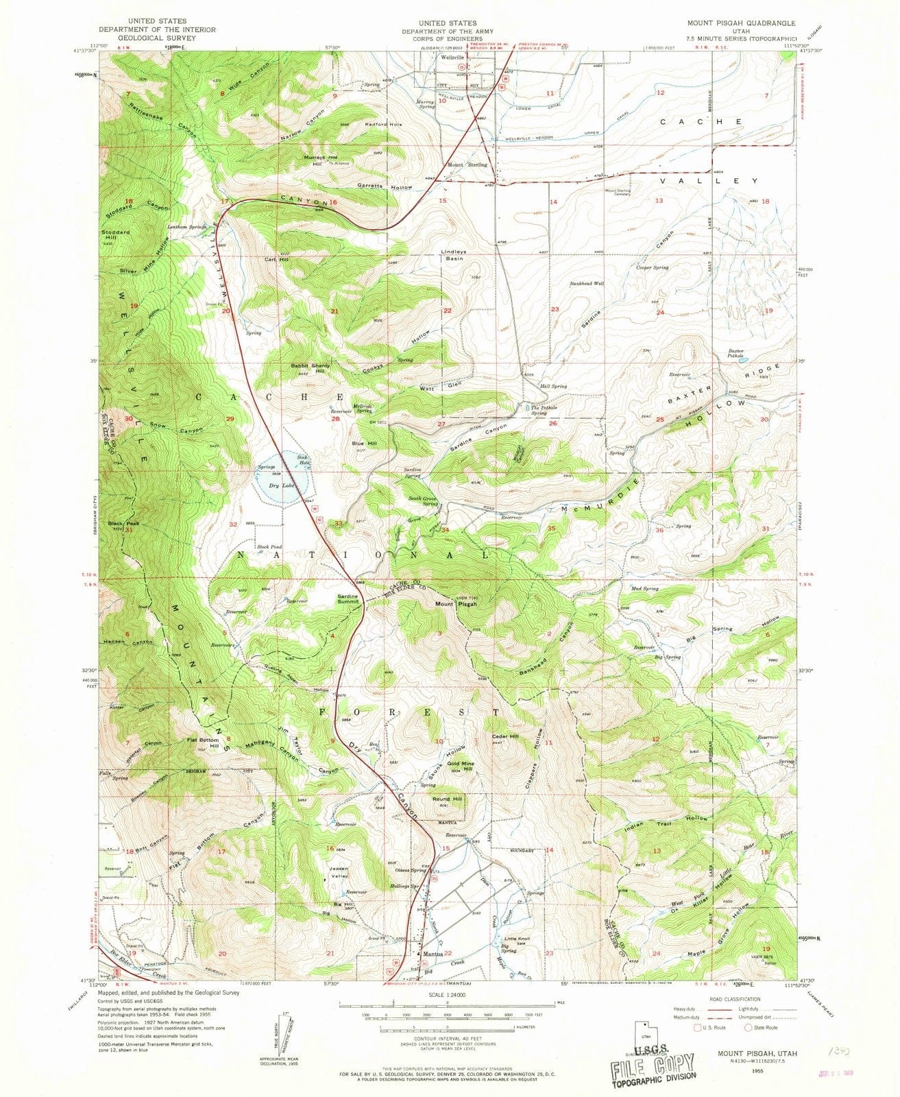 1955 Mount Pisgah, UT - Utah - USGS Topographic Map