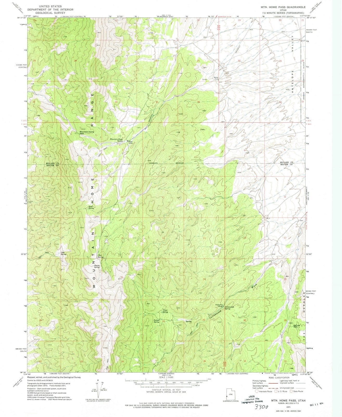 1971 Mountain Home Pass, UT - Utah - USGS Topographic Map