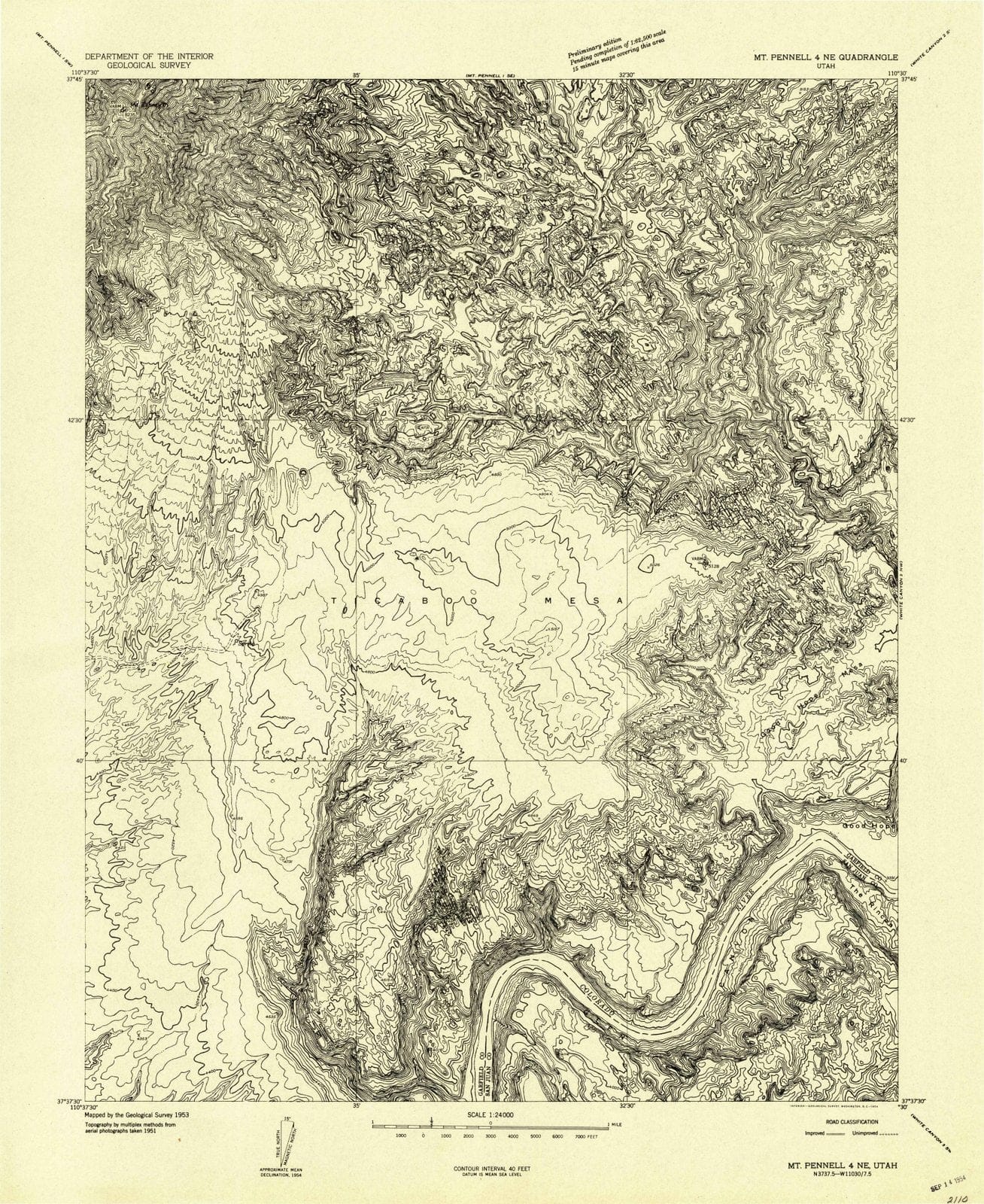 1953 Mt Pennell 4, UT - Utah - USGS Topographic Map