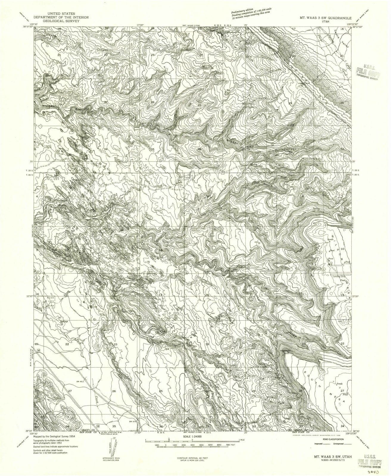 1954 Mt. Waas 3, UT - Utah - USGS Topographic Map v4