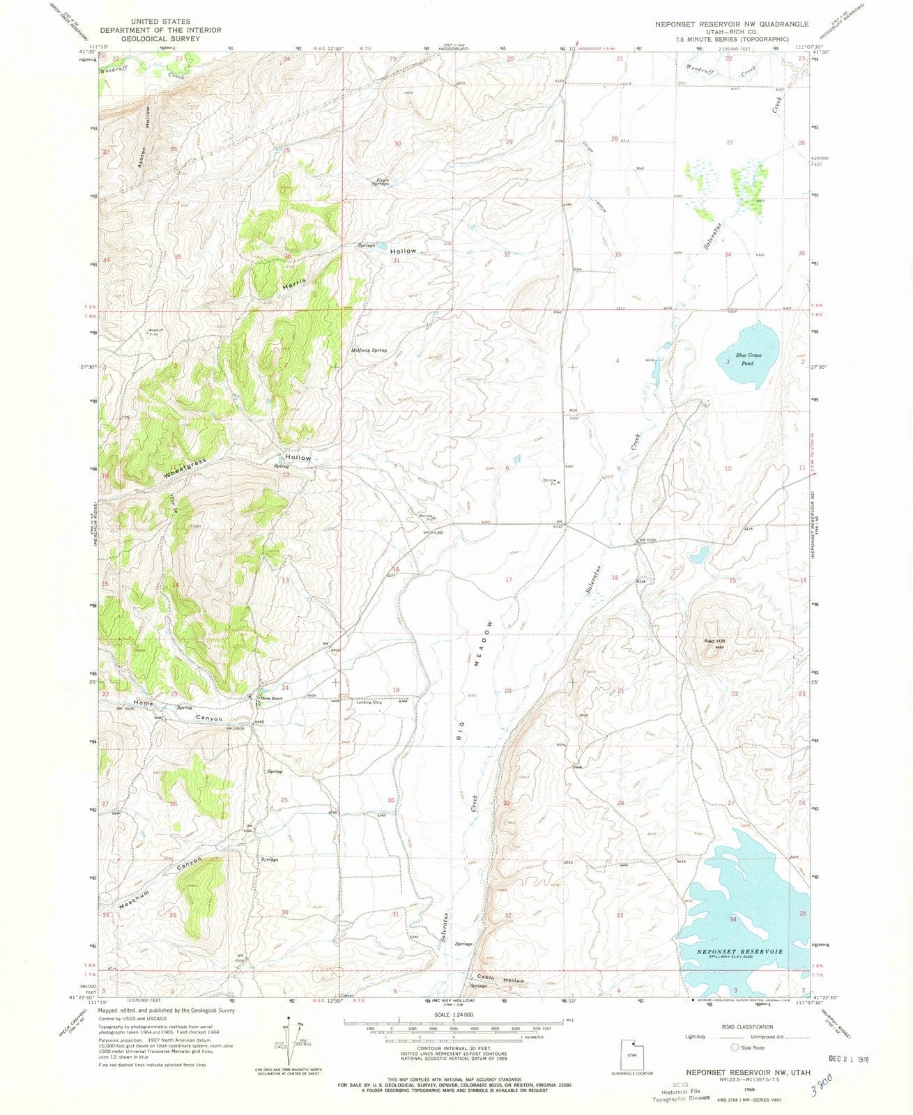 1968 Neponset Reservoir, UT - Utah - USGS Topographic Map v2