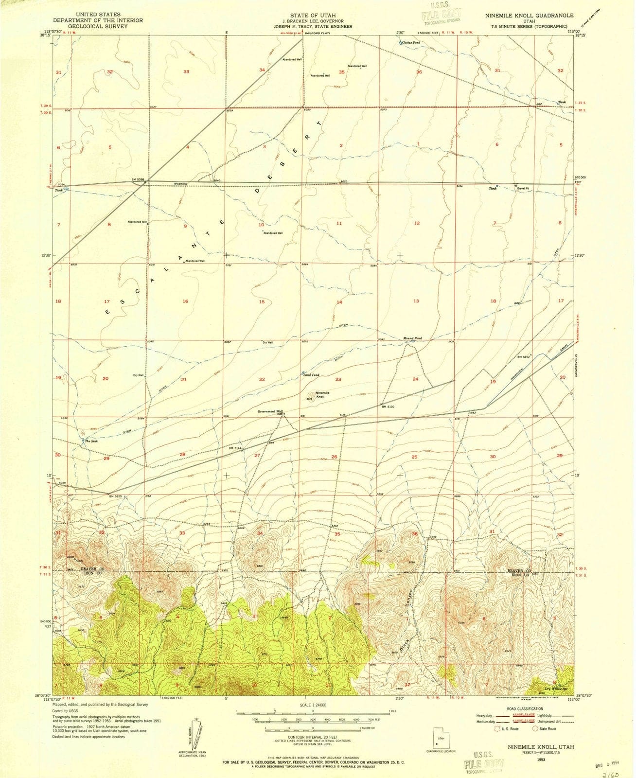 1953 Ninemile Knoll, UT - Utah - USGS Topographic Map
