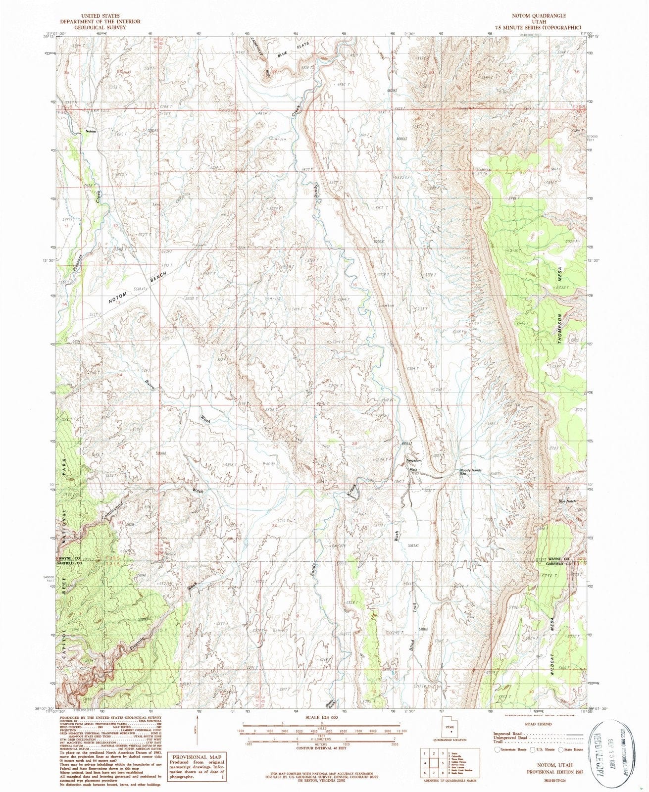1987 Notom, UT - Utah - USGS Topographic Map