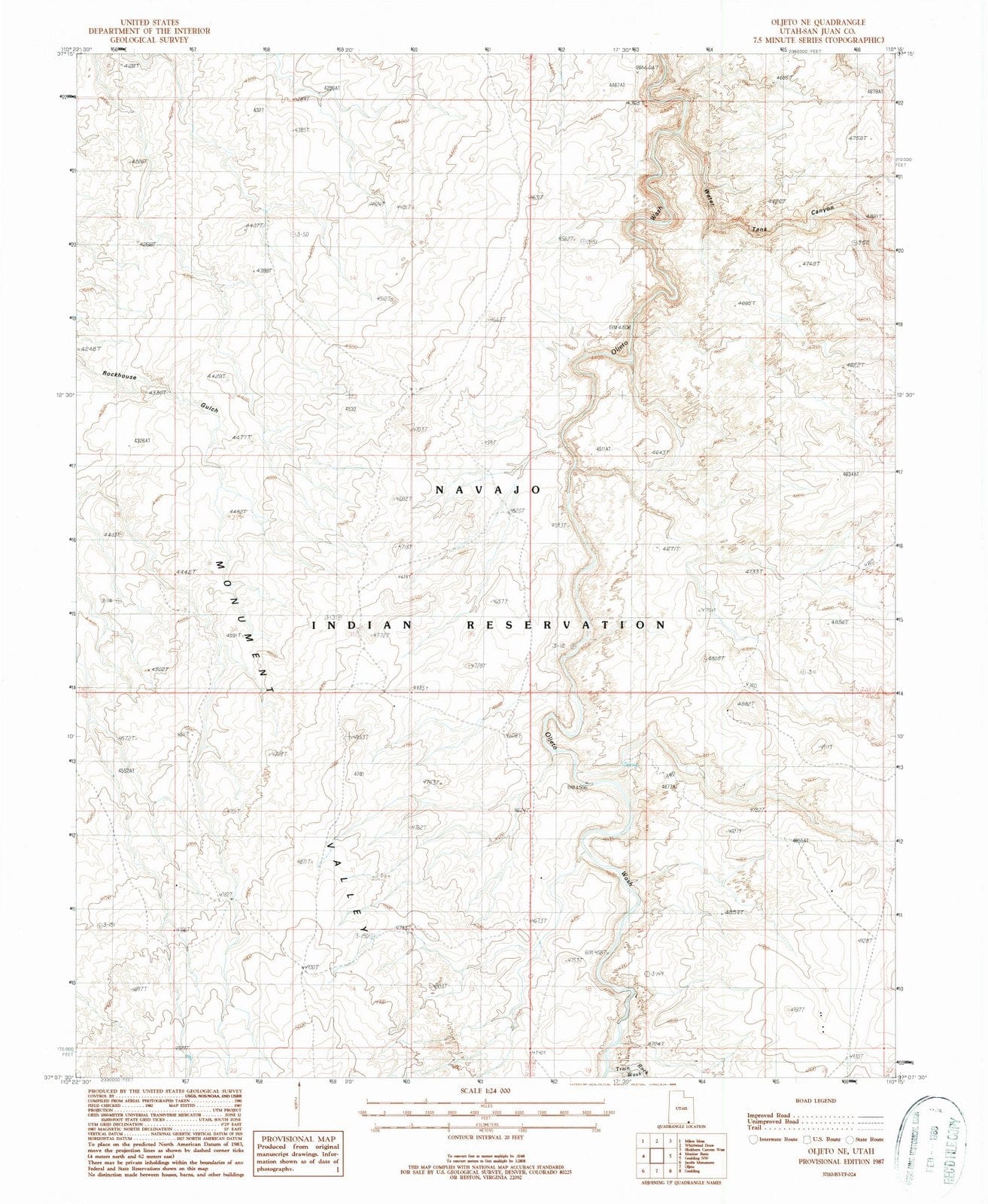 1987 Oljeto, UT - Utah - USGS Topographic Map