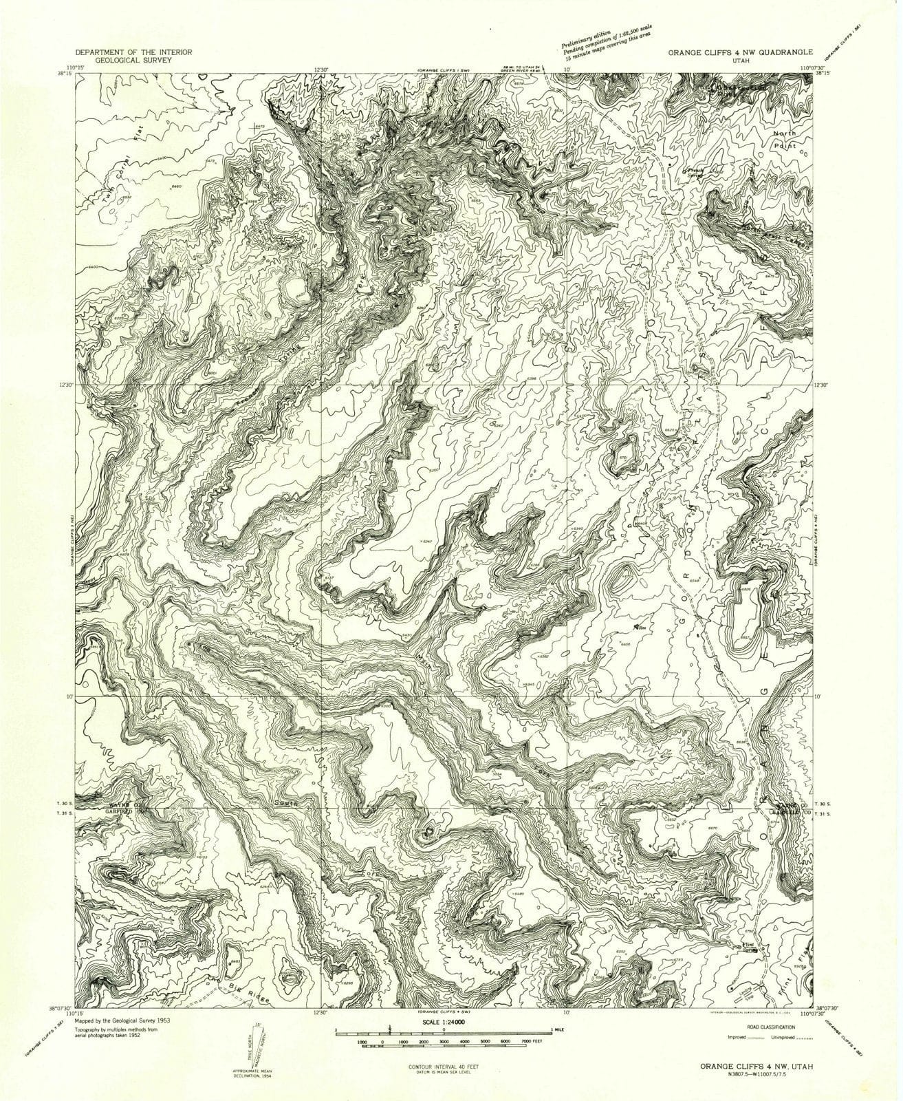 1953 Orange Cliffs 4, UT - Utah - USGS Topographic Map v2