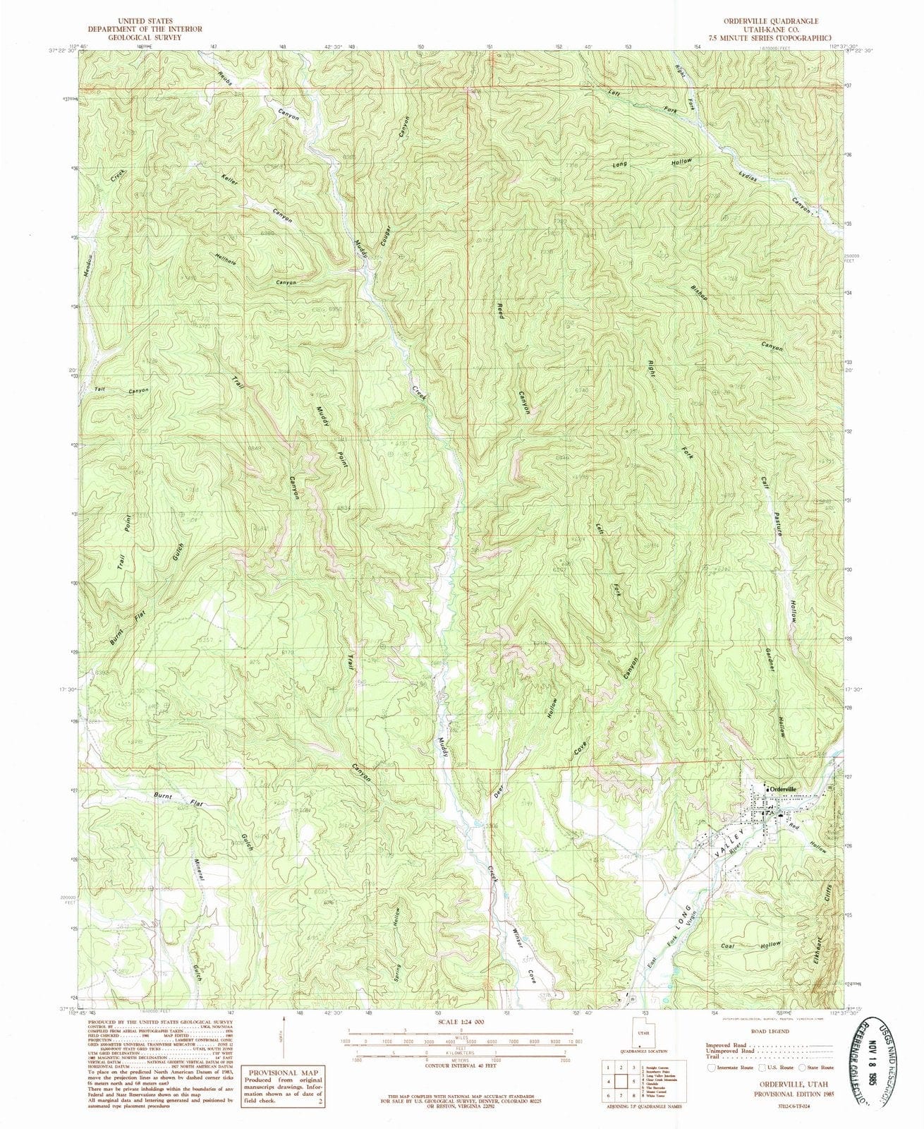 1985 Orderville, UT - Utah - USGS Topographic Map