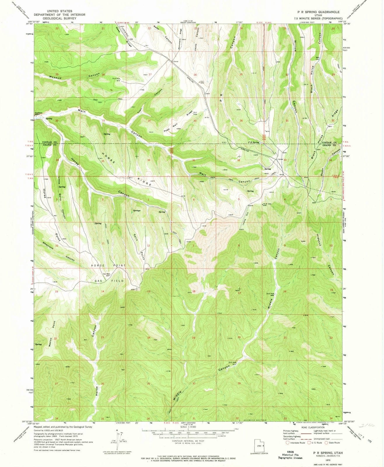 1970 P R Spring, UT - Utah - USGS Topographic Map