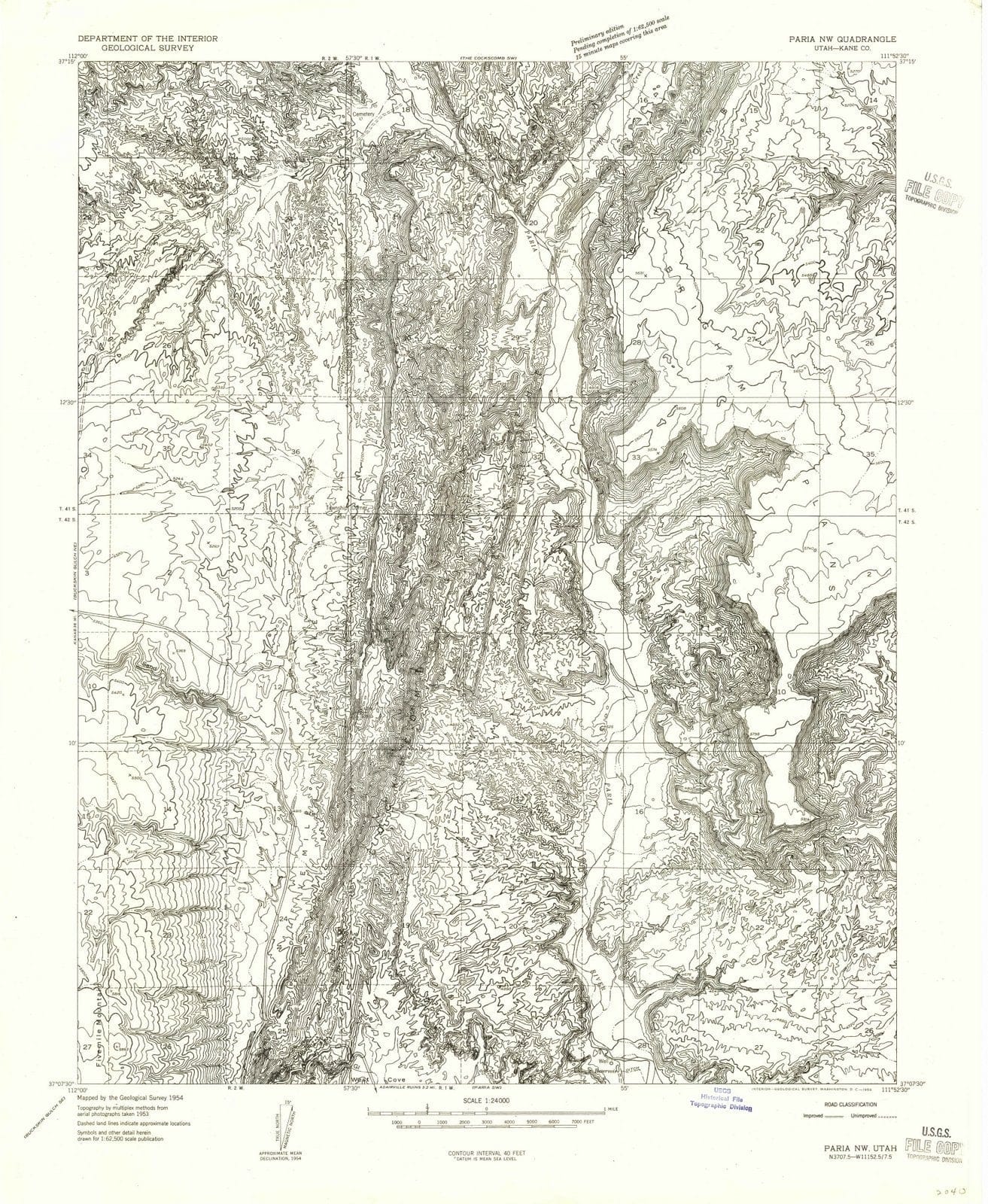 1954 Paria, UT - Utah - USGS Topographic Map